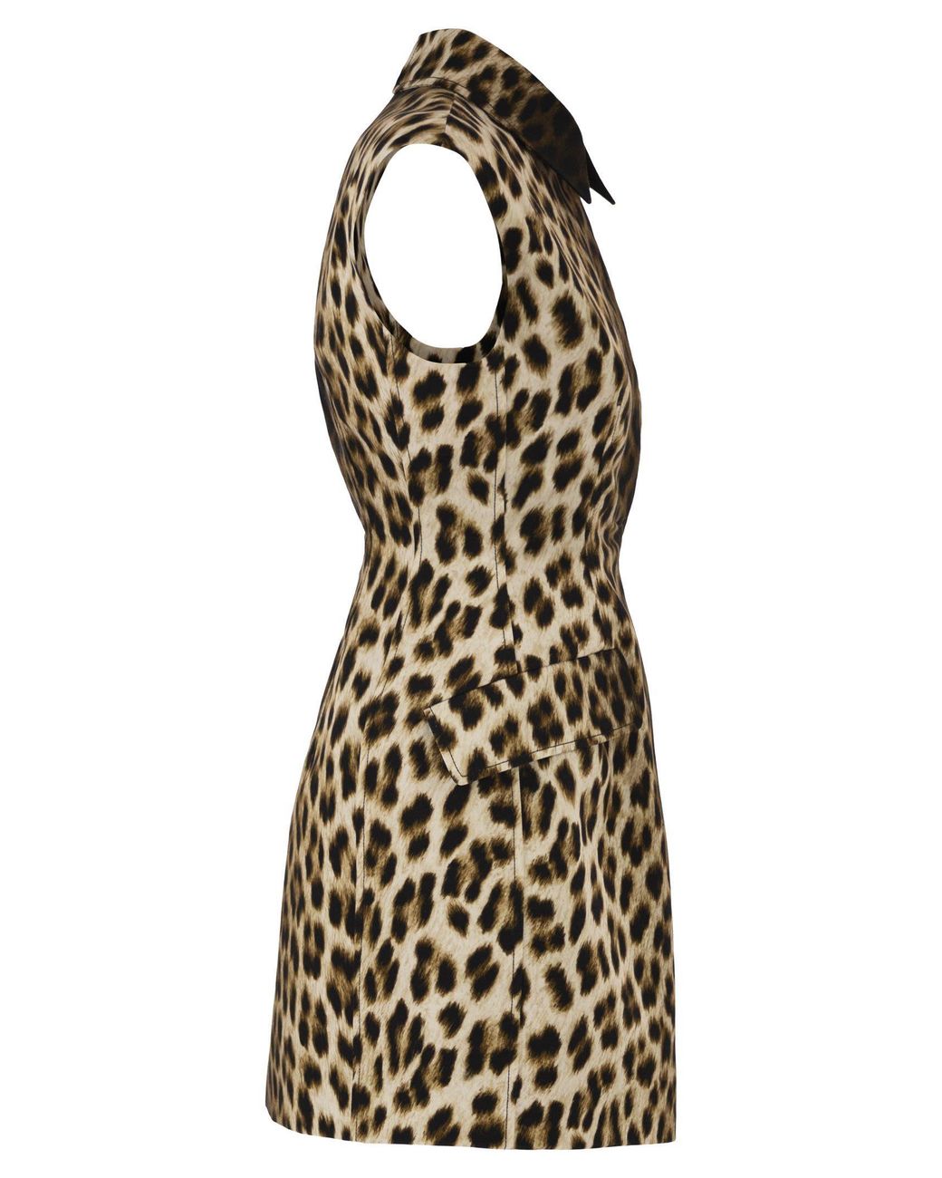 Sportmax Brown Cotton Mini Dress With Animal Print