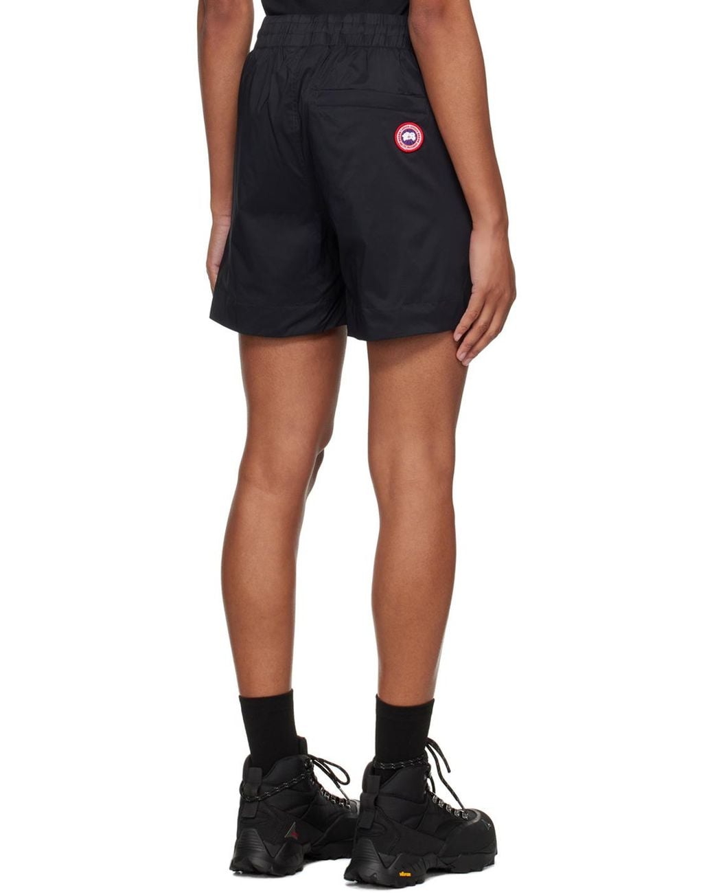 Canada Goose Black Logo-Patch Drawstring Shorts