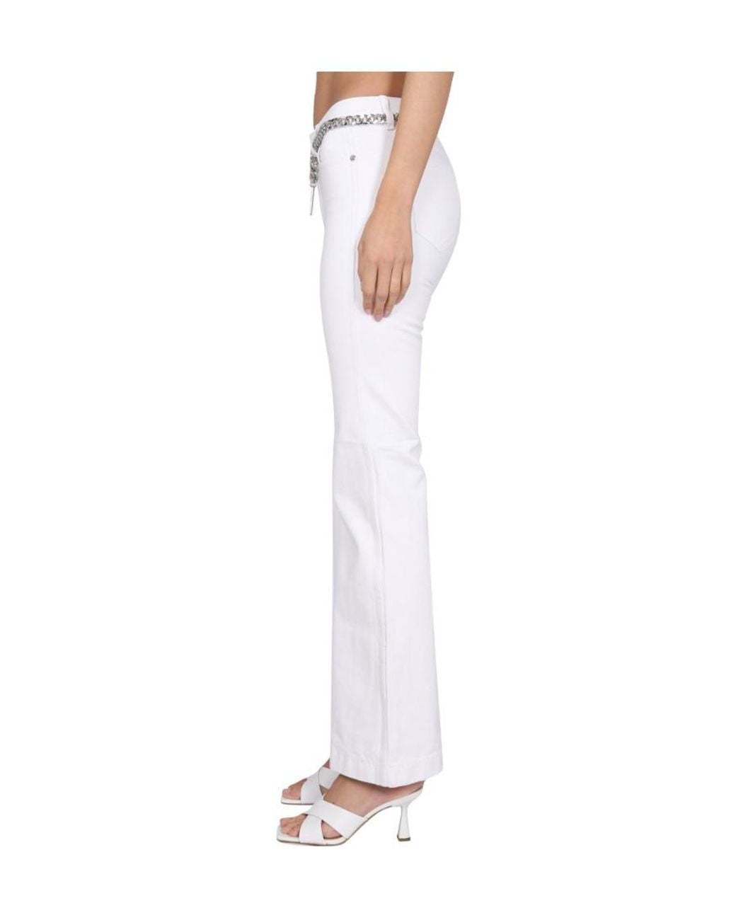 MICHAEL Michael Kors White Low-Rise Chain-Linked Flared Trousers