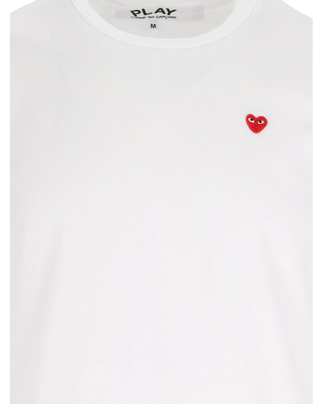 COMME DES GARÇONS PLAY White Comme Des Garçons Play Heart Embroidered Crewneck T-Shirt for men