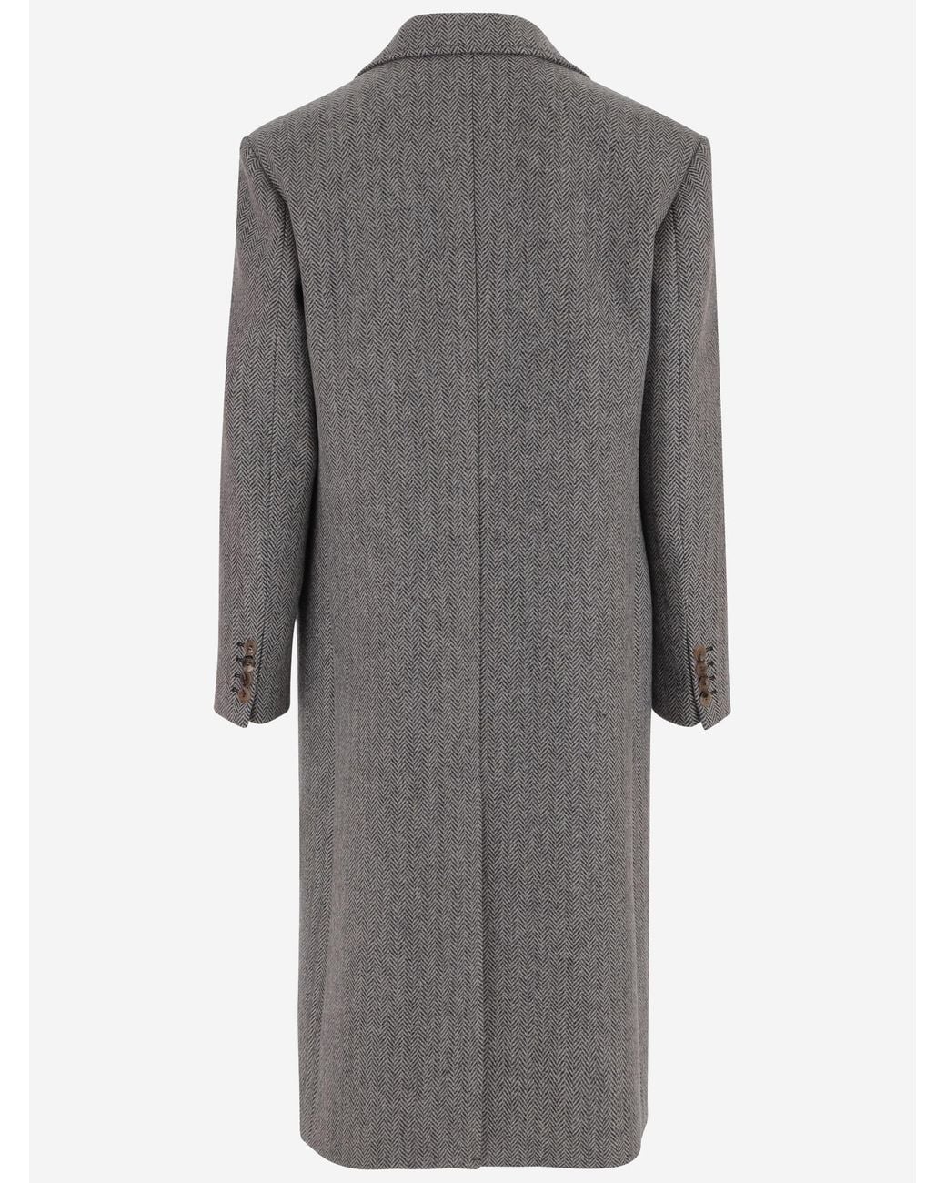 Valentino Gray Single-Breasted Long Coat for men