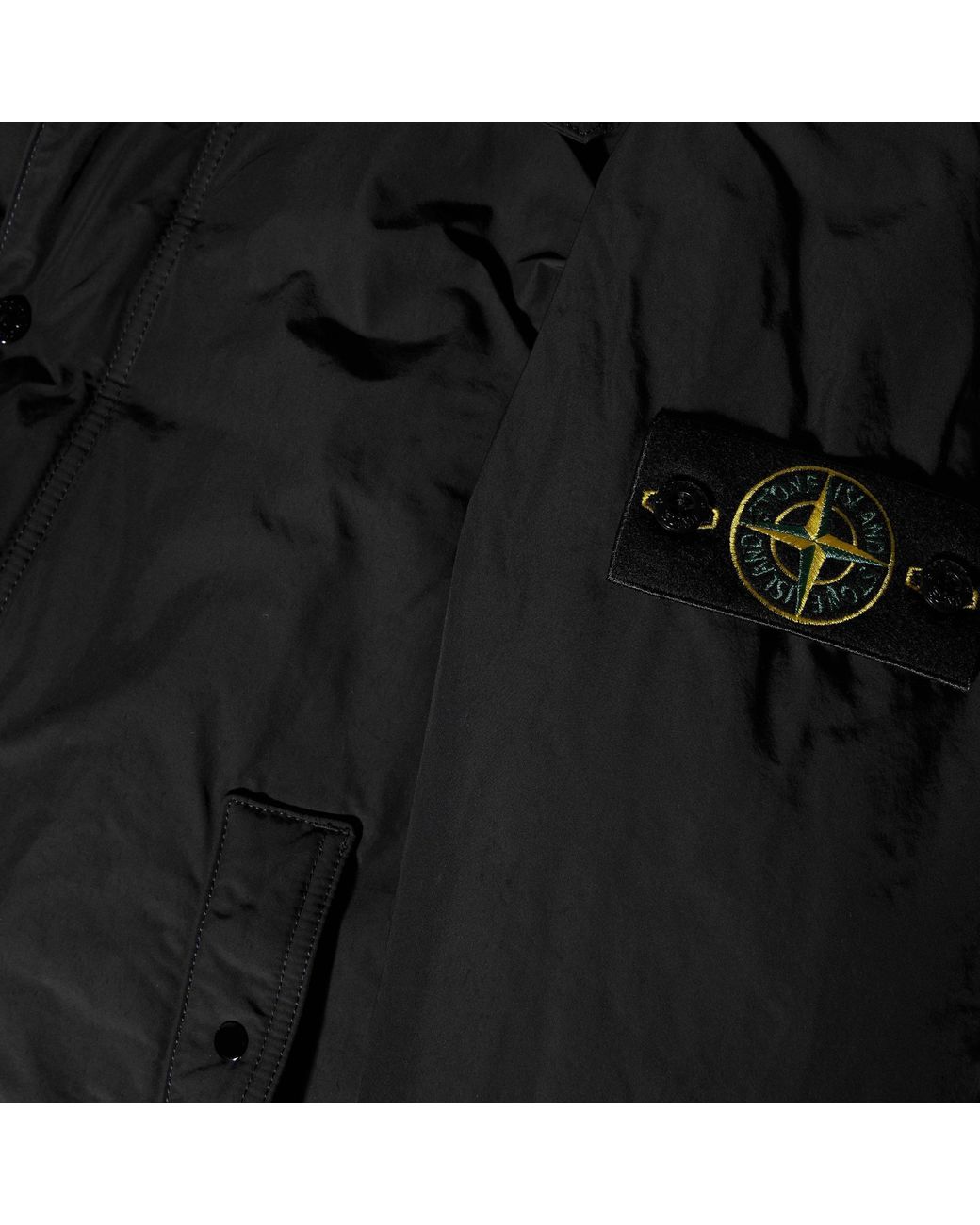 Stone Island Black Midlength Hooded Coat for men