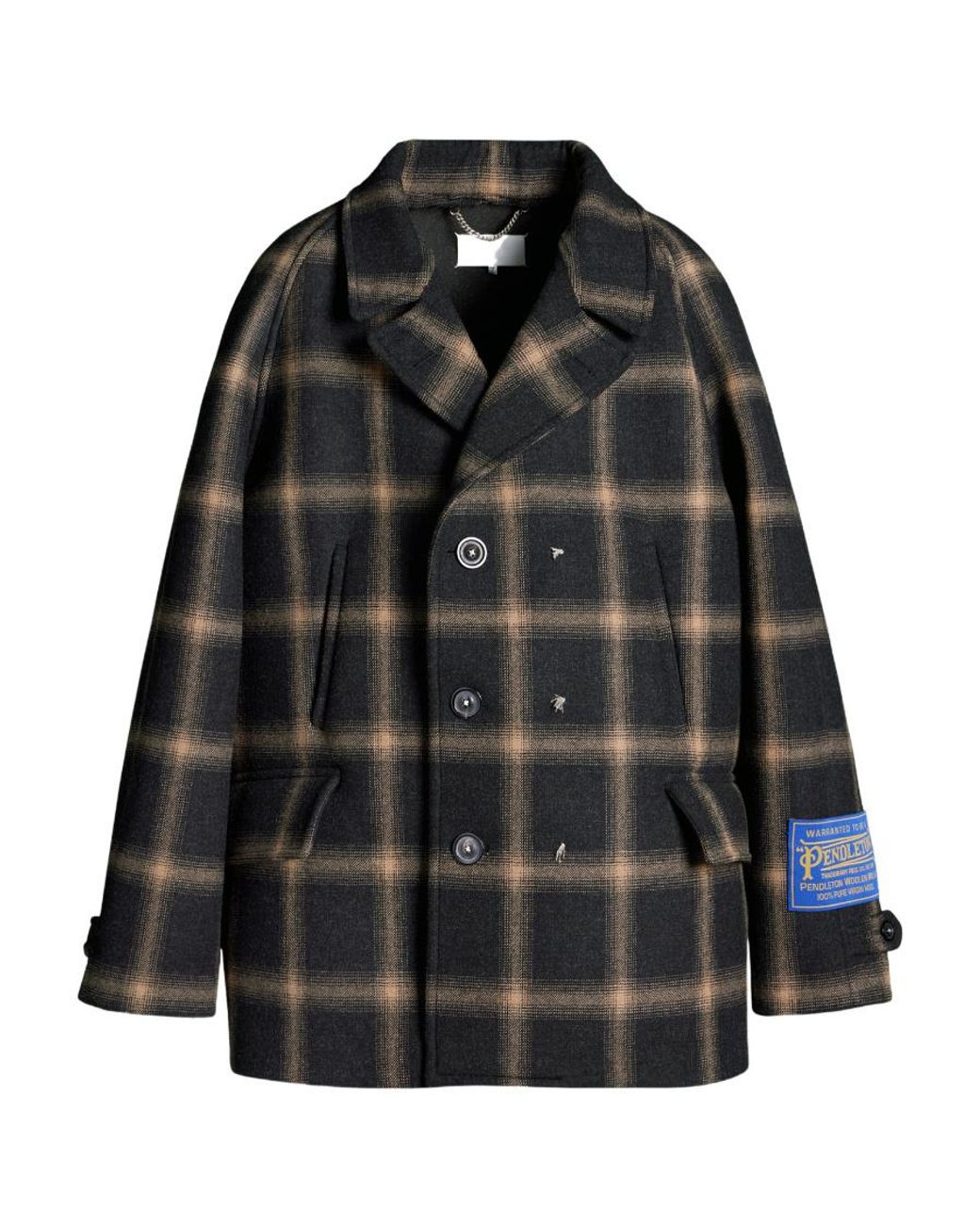 Maison Margiela Black Double-Breasted Pendleton Peacoat for men