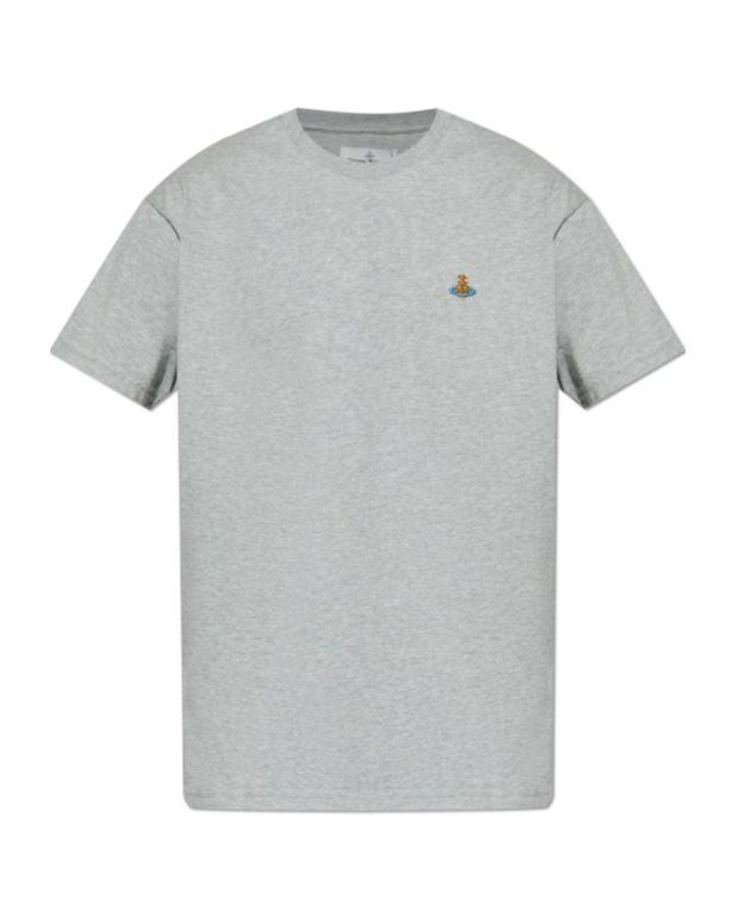 Vivienne Westwood Gray Logo Embroidered Crewneck T-Shirt for men
