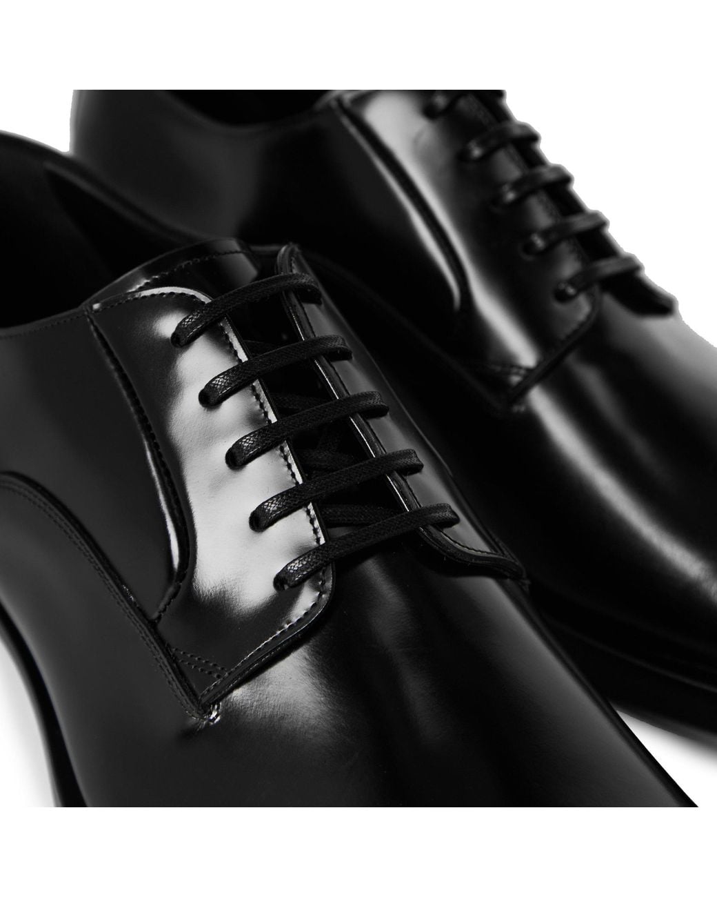 Dolce & Gabbana Black Glossy Oxford Formal Leather Shoes for men