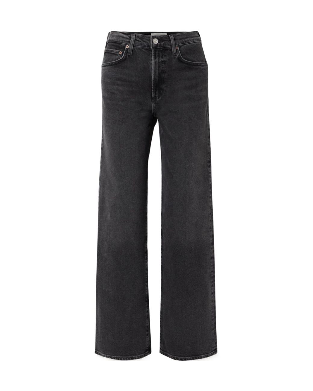 Agolde Black Harper Mid-Rise Wide-Leg Jeans