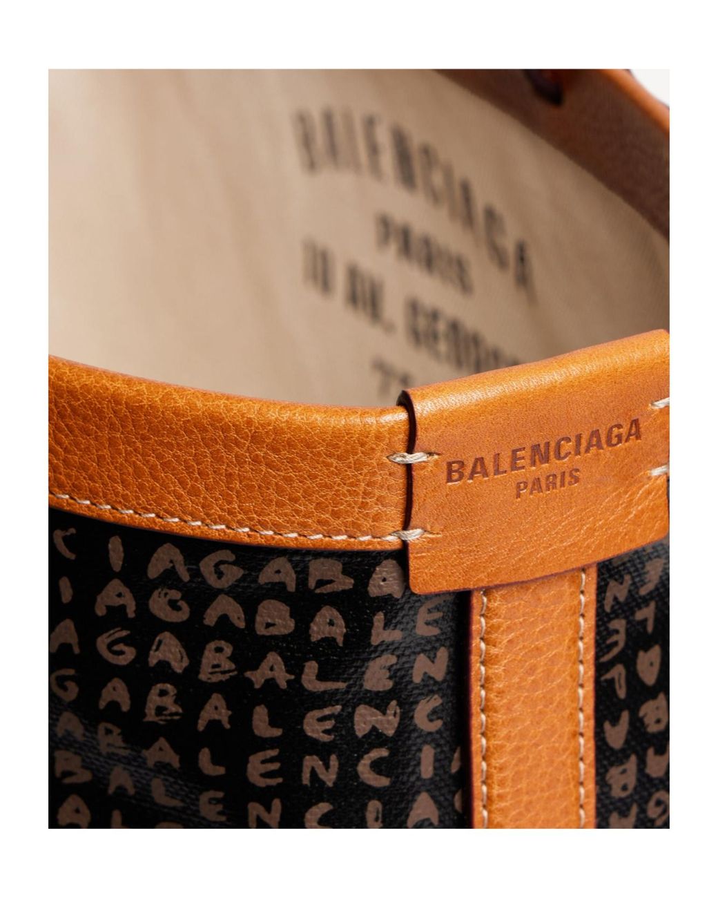 Balenciaga Black Logo Print Monogram Tote Bag