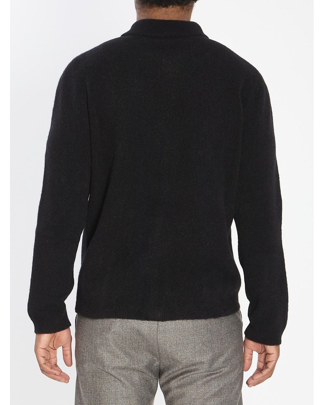 Barena Black Pointed-Collar Knitted Cardigan for men