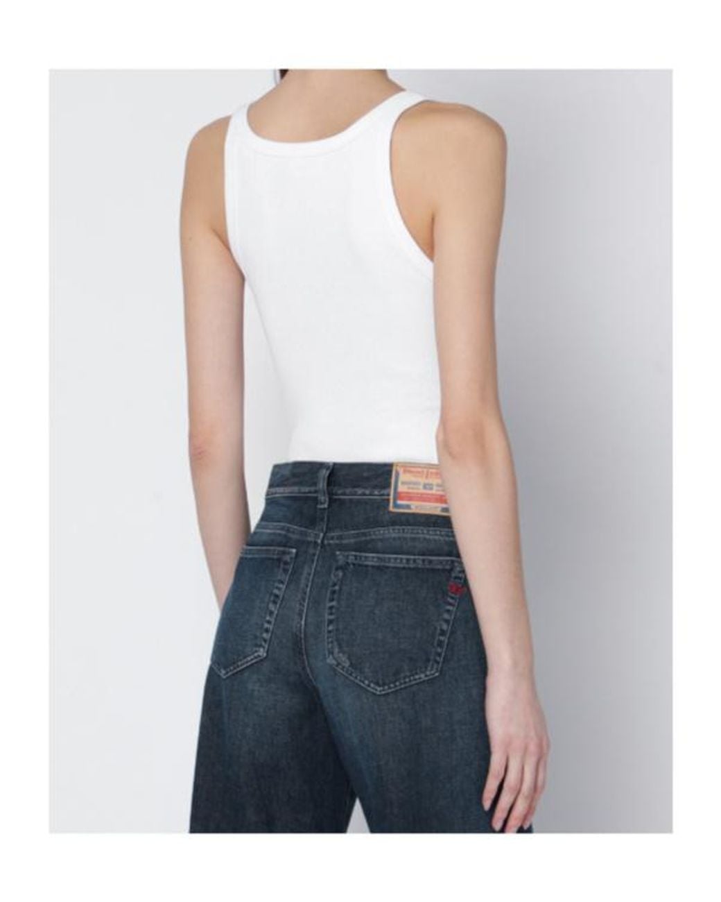 DIESEL White T-Wife-Od Ribbed Tank Top