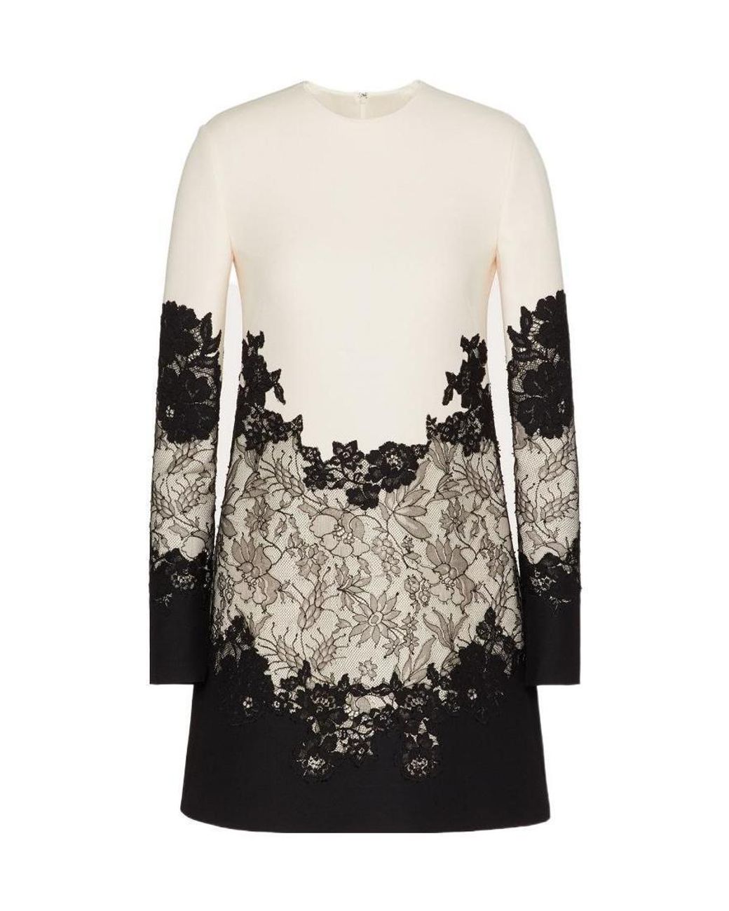Valentino White Lace-Embellished Shift Dress