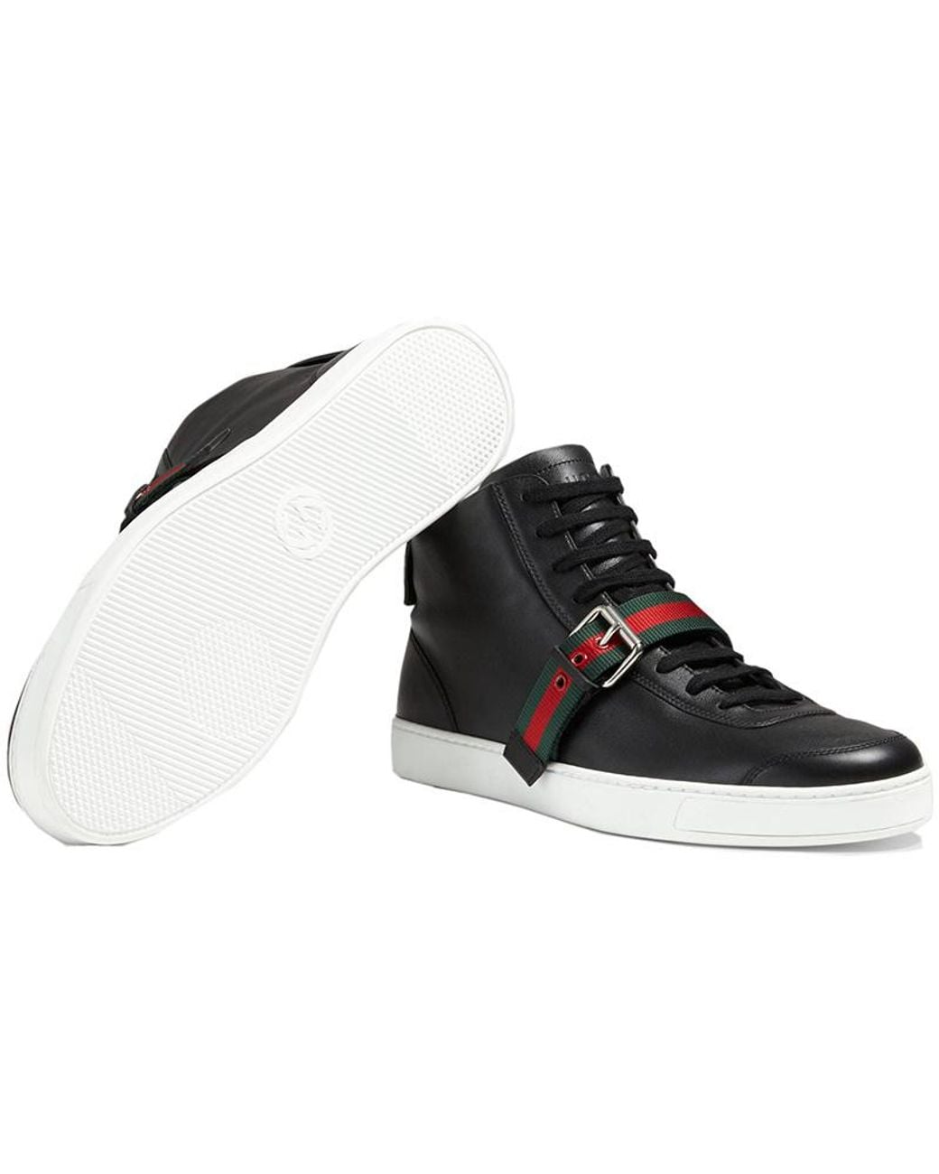 Gucci Black Strapped High-Top Casual Sneakers for men