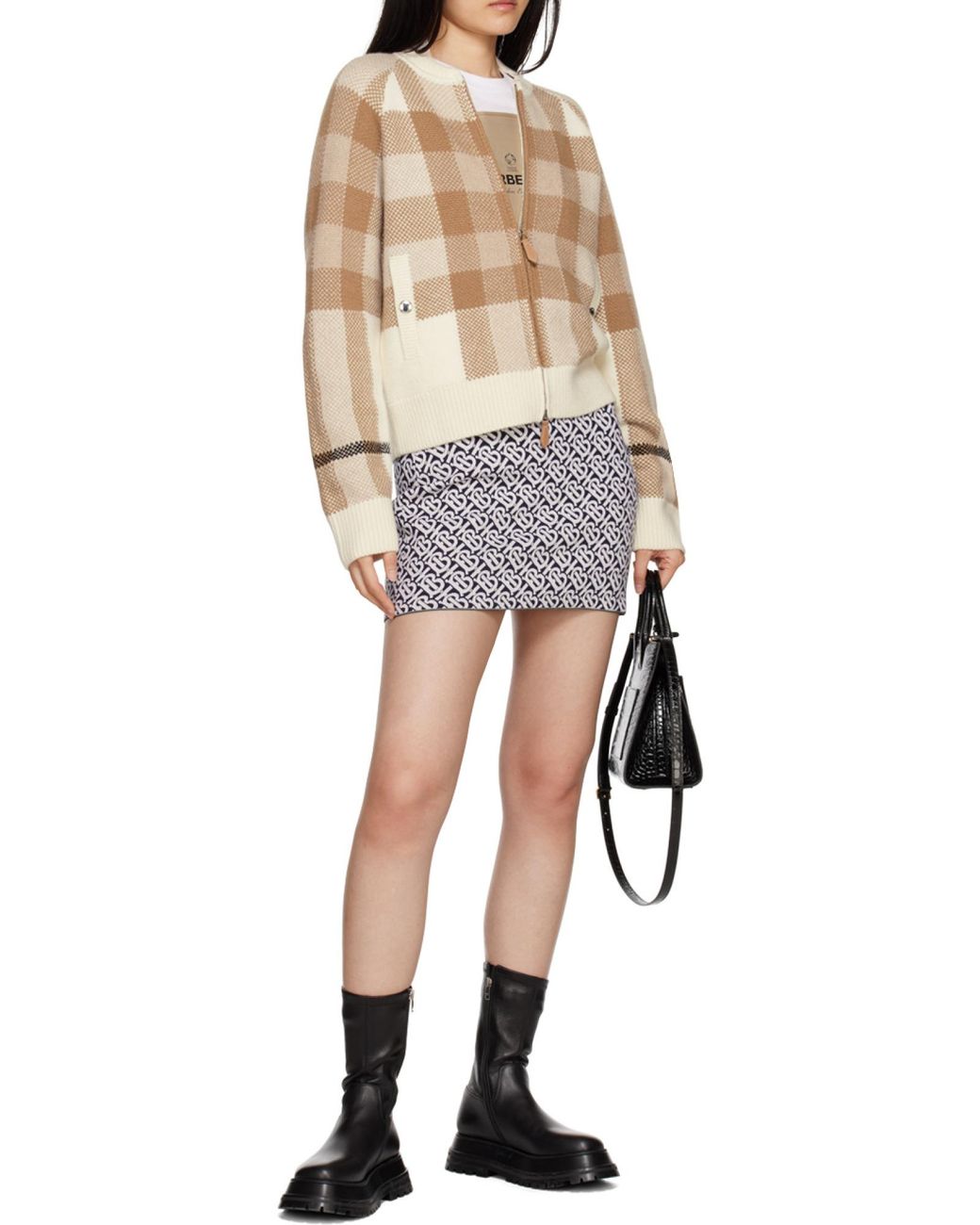 Burberry Multicolor Monogram Jacquard Knitted Mini Skirt