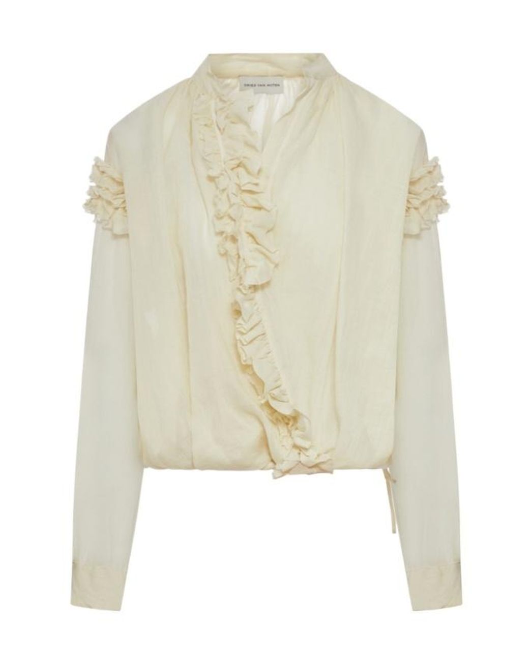 Dries Van Noten White Long Sleeve Ruffle Shirt