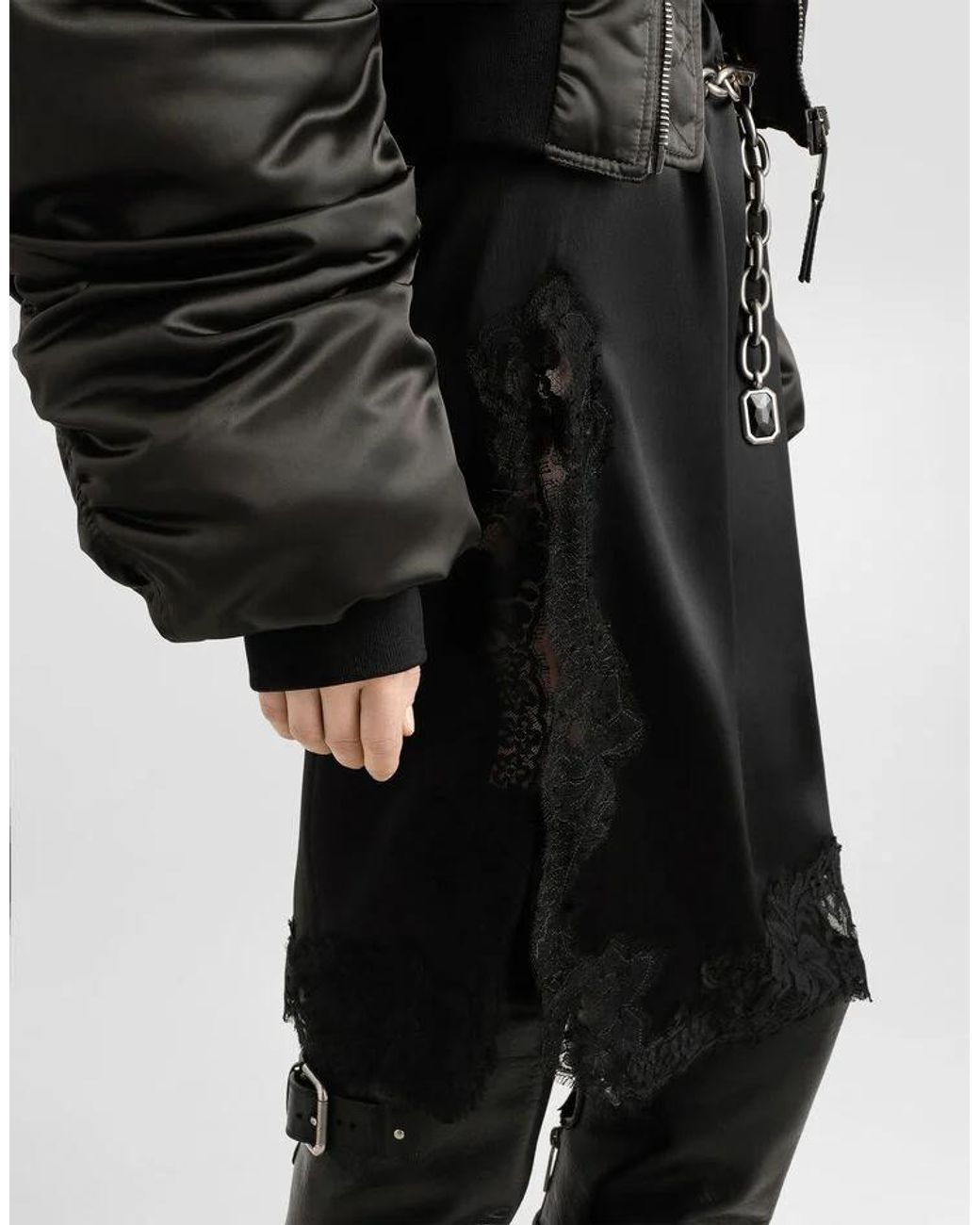 Dolce & Gabbana Black A-Line Satin Midi Skirt