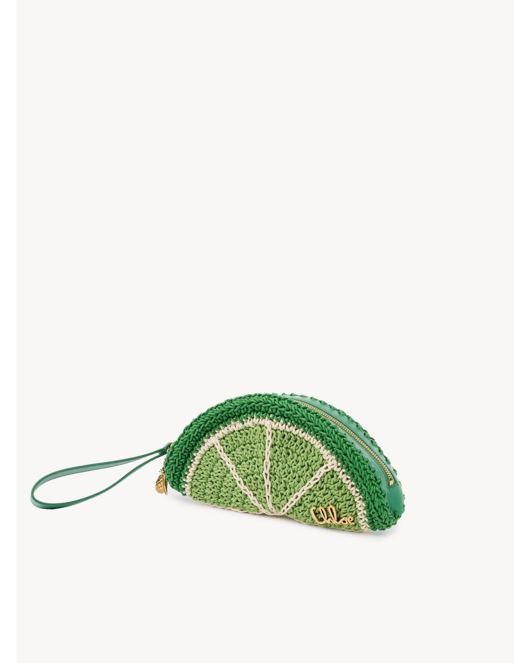 Chloé Green Tropicus Lime Slice Crochet Clutch Bag