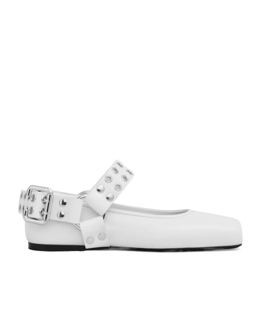 Alaïa White Leather Biker Ballet Flats