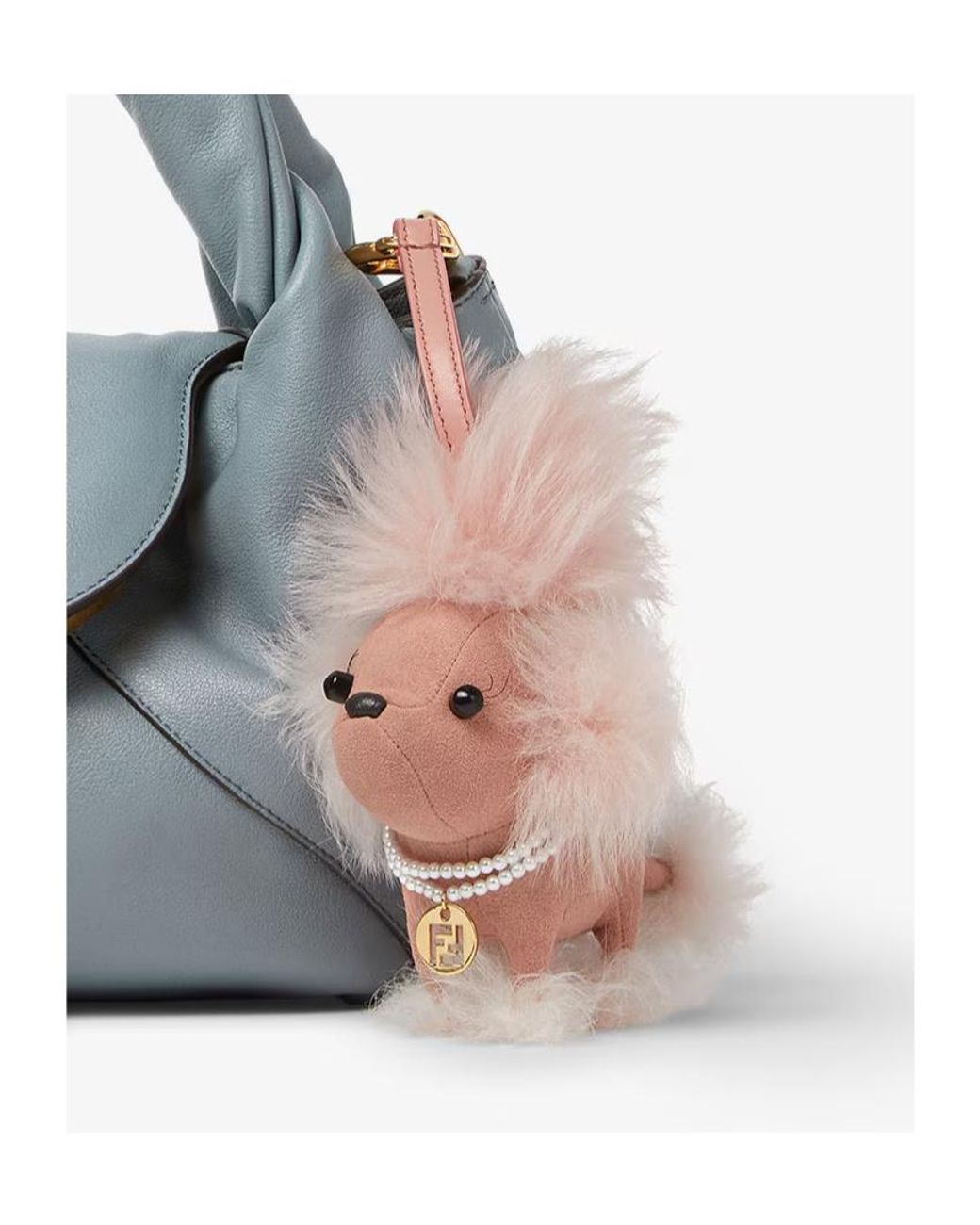 Fendi Pink Shearling And Fabric Charm