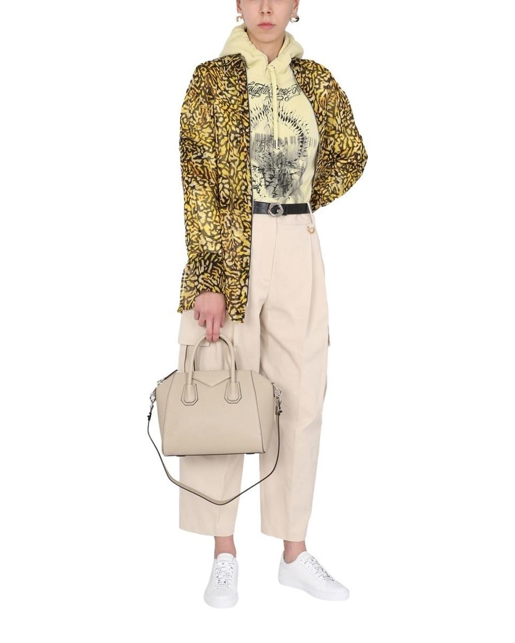 Givenchy Natural Animal Print Zipped Shirt