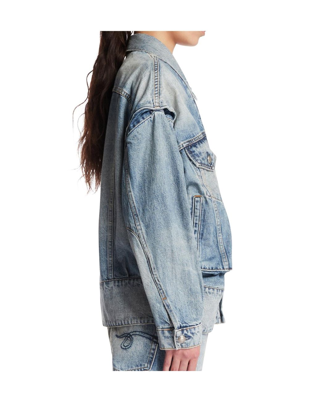 R13 Blue Button-Front Denim Jacket