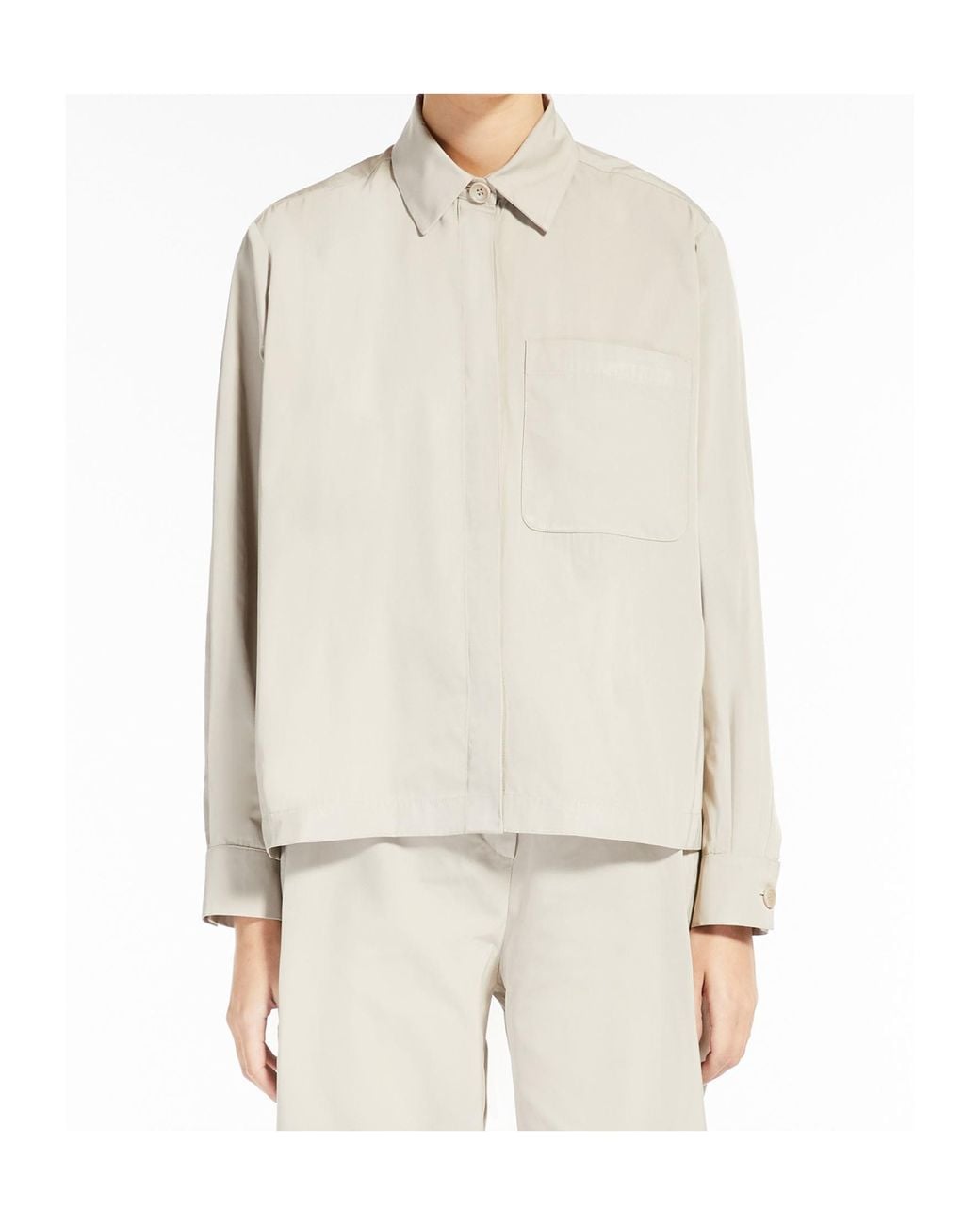 Max Mara White Button Detailed Long-Sleeved Jacket