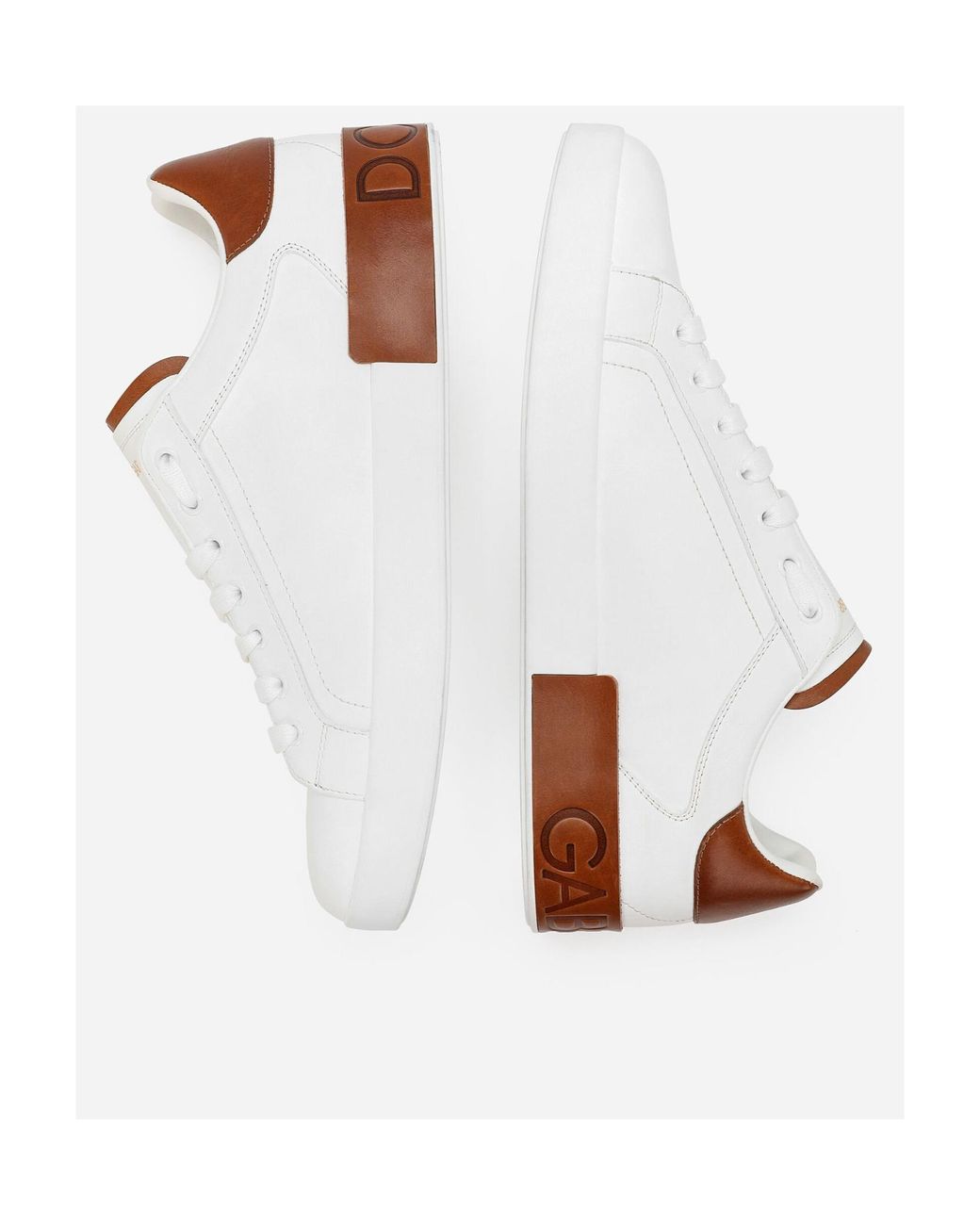 Dolce & Gabbana White Portofino Logo Debossed Sneakers for men