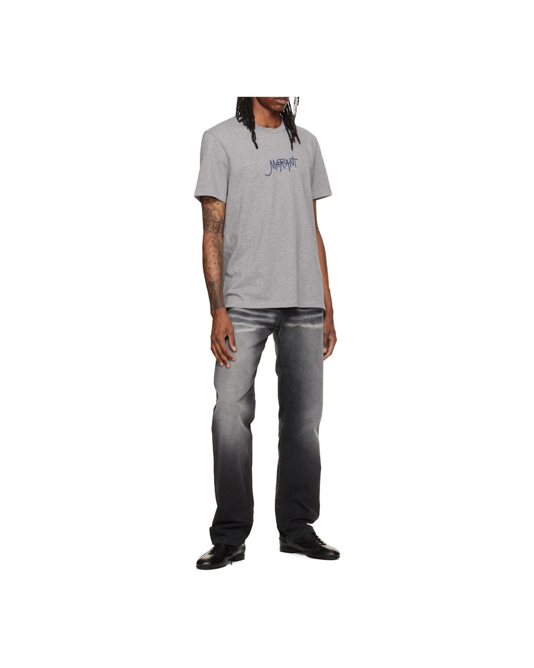 Isabel Marant Gray Honore Logo-Embroidered T-Shirt for men
