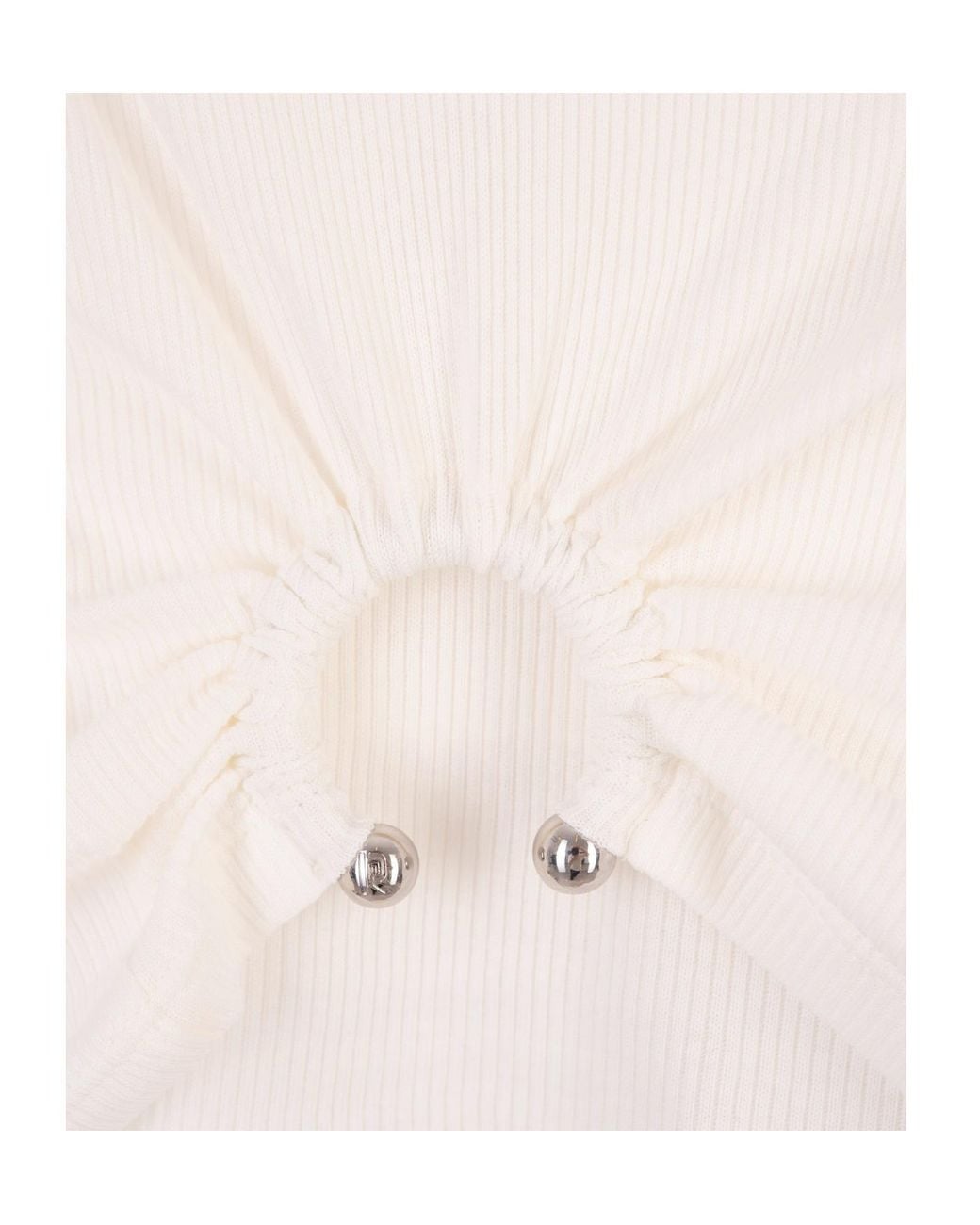 Rabanne White Ruched Detailed Asymmetric Tank Top