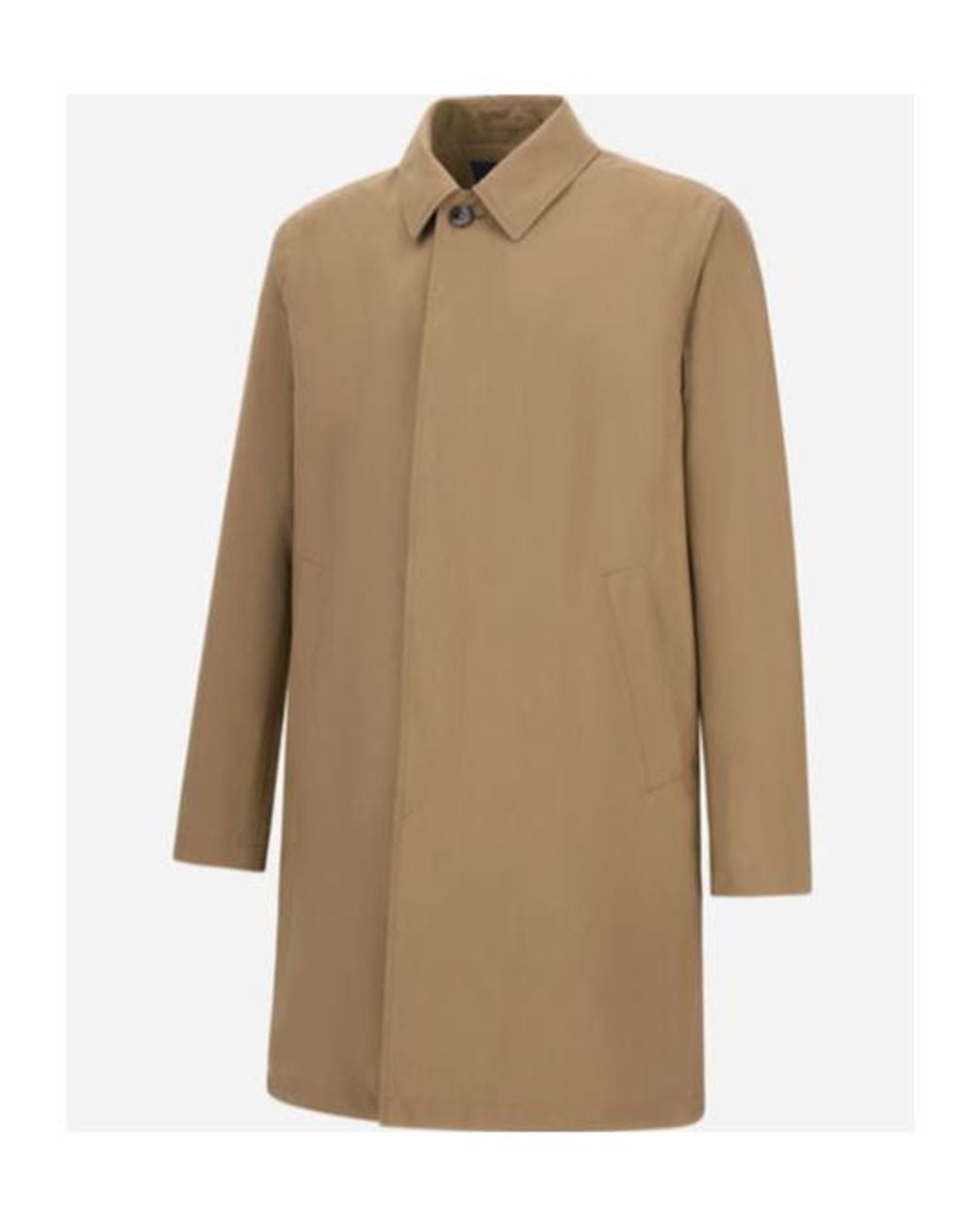 Herno Natural Long-Sleeved Buttoned Raincoat for men