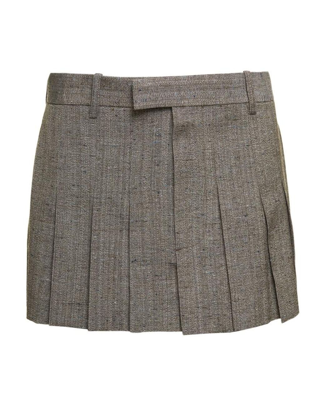 Bottega Veneta Gray Mini Pleated Skirt