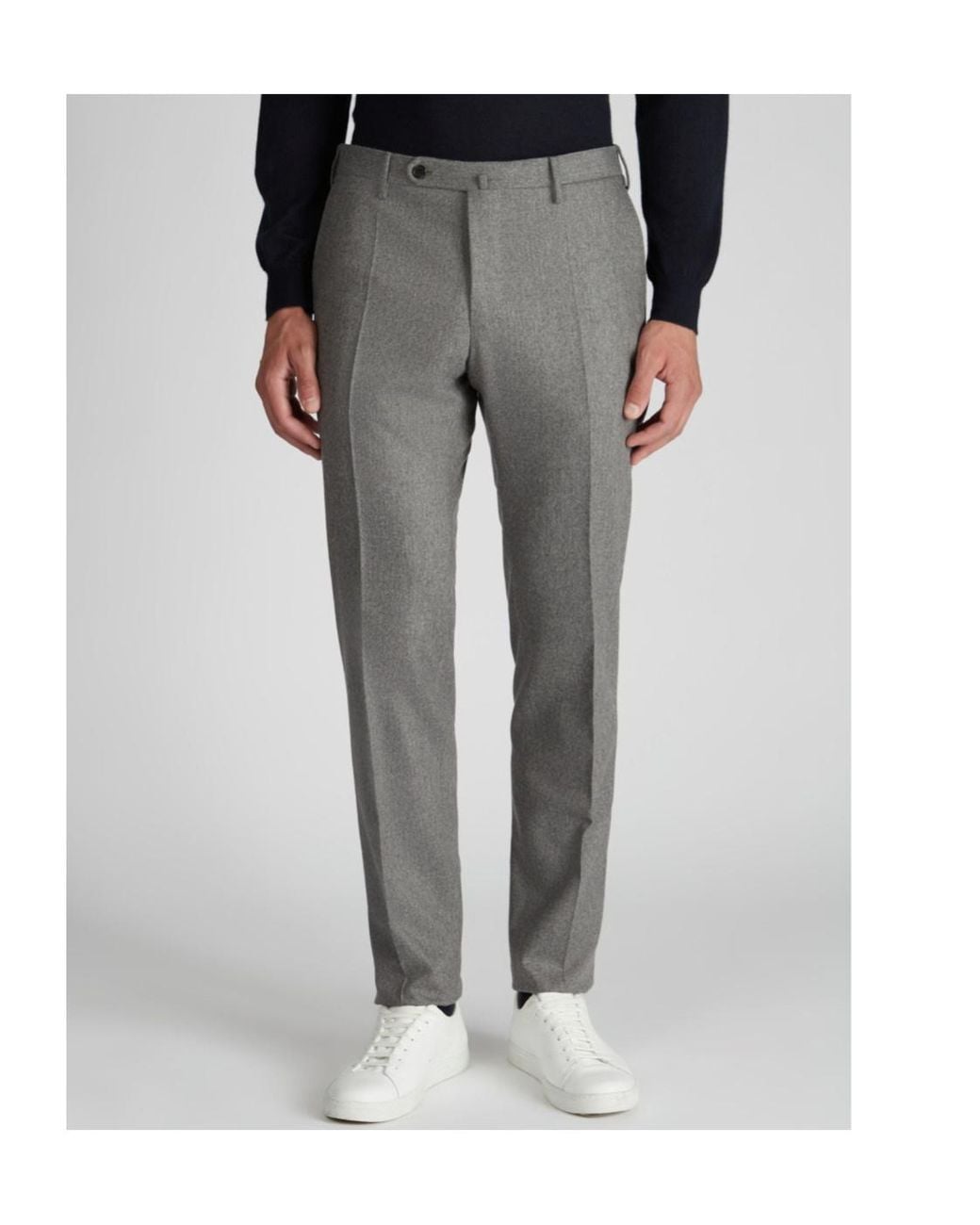 Incotex Gray Pleated Wool-Blend Pants for men