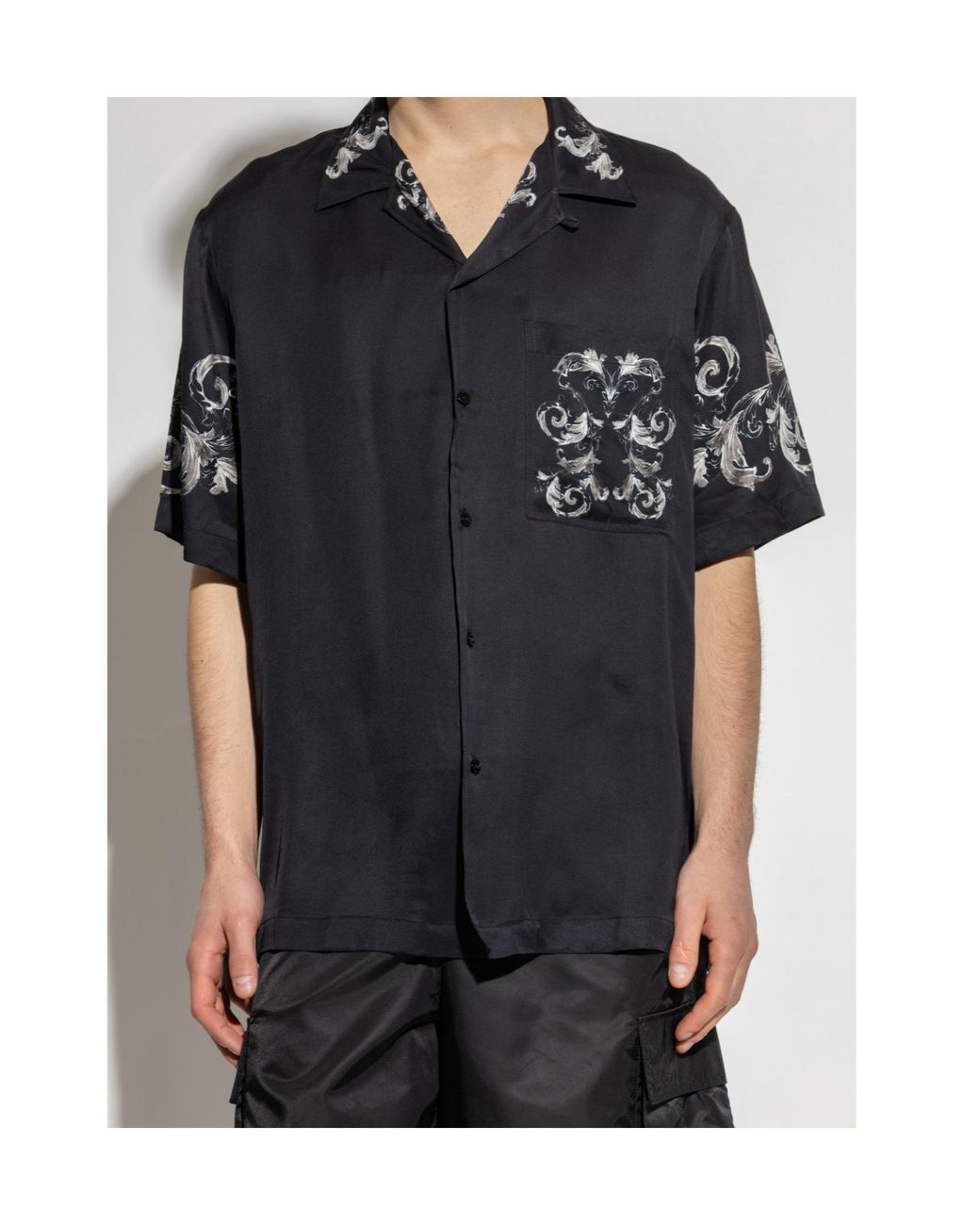 Versace Jeans Black Couture Barocco Print Short-Sleeved Shirt for men