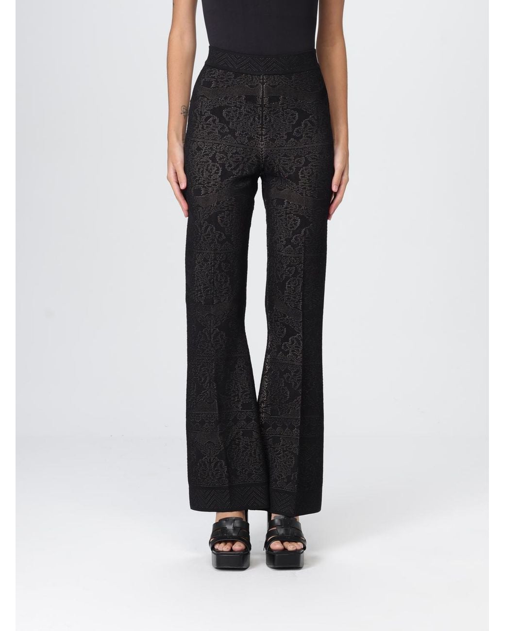 Twinset Black Damask-Pattern Trousers