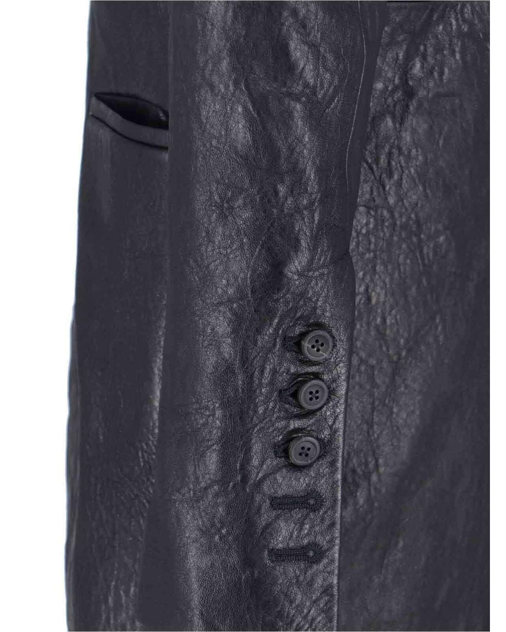 Rick Owens Black Single-Breasted Leather Jacket for men