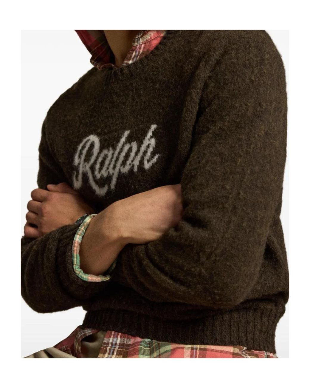 Polo Ralph Lauren Brown Ralph Logo Knitted Sweater for men