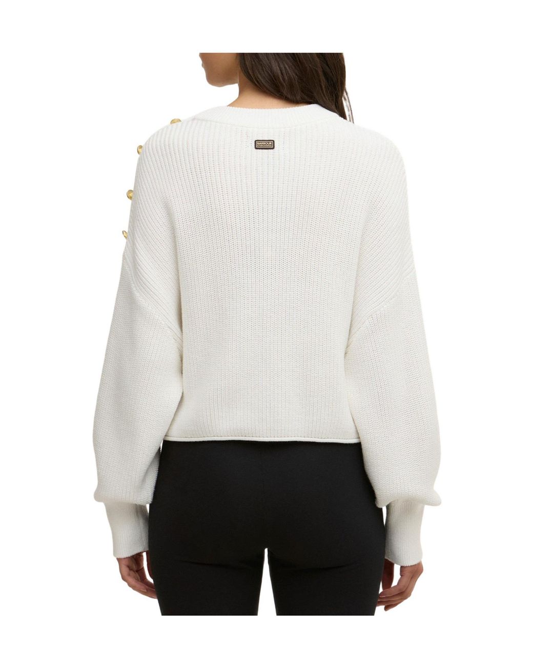 Barbour White Crew-Neck Jumper