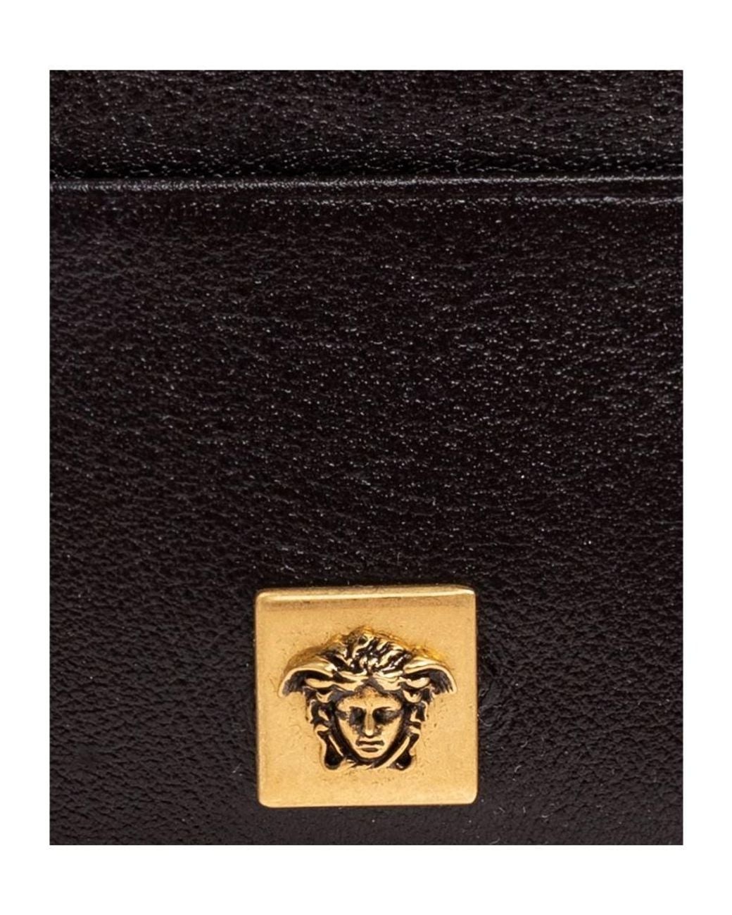 Versace Black Medusa Plaque Card Holder for men