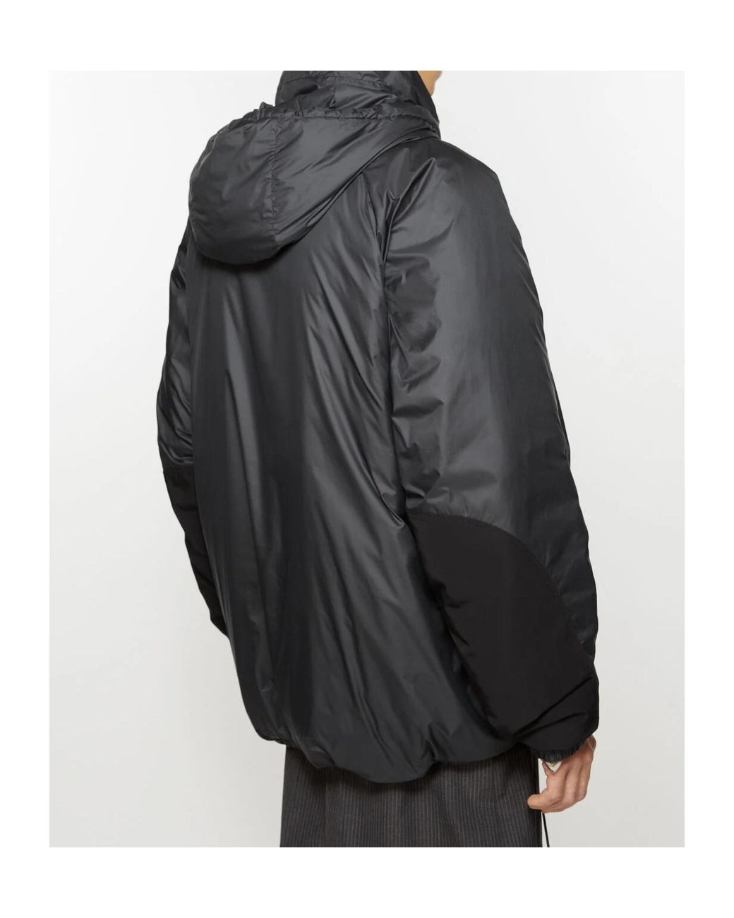 Acne Gray Logo Printed Zipped Downjacket for men