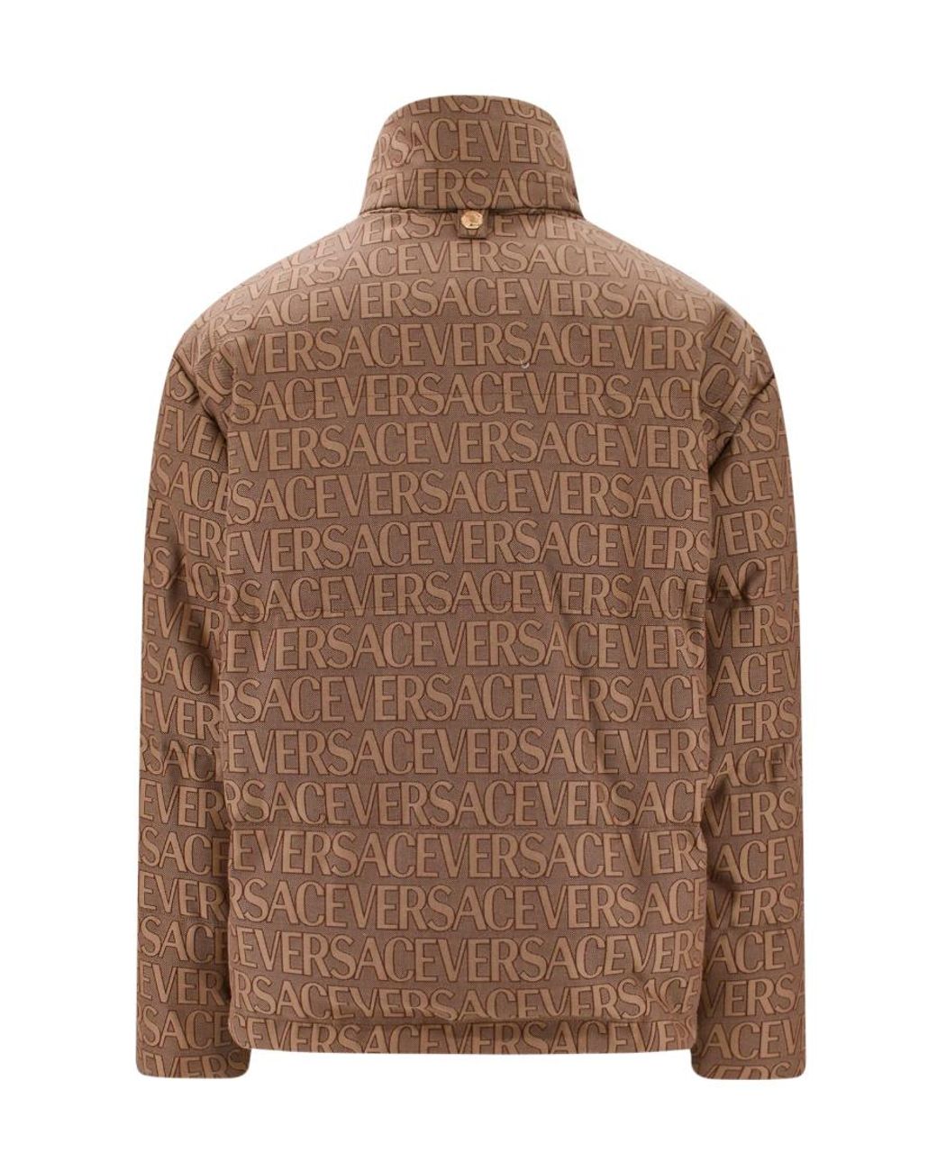 Versace Brown High-Neck Zipped Jacket for men