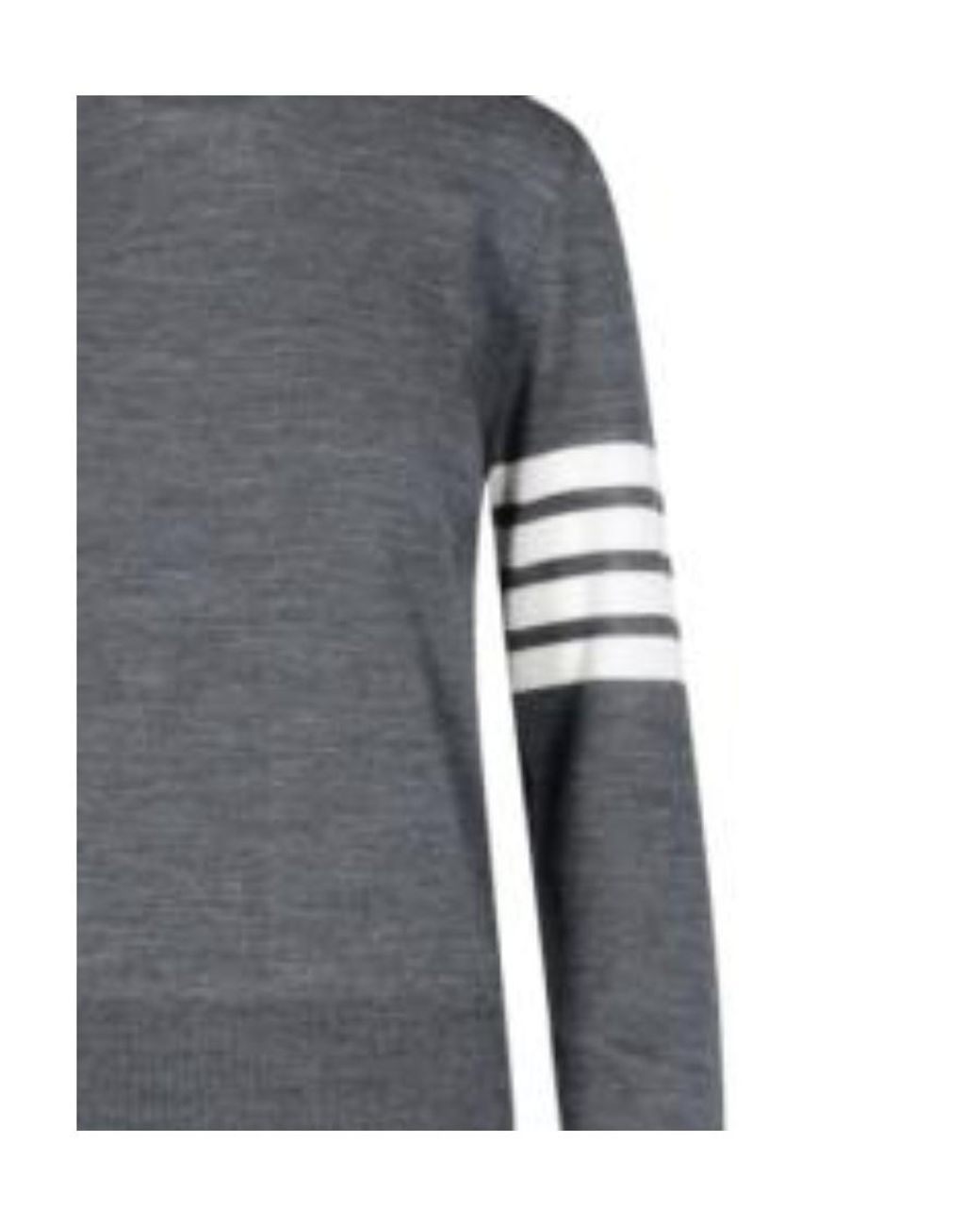 Thom Browne Gray 4-Bar Ribbed Crewneck Jumper