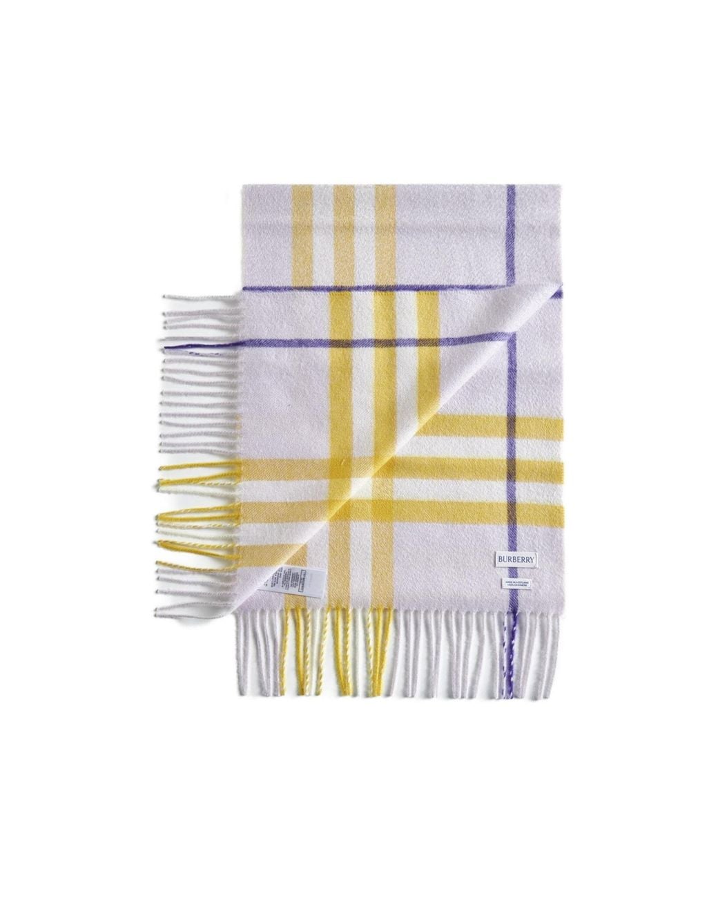 Burberry White Checked Fringed-Edge Scarf for men