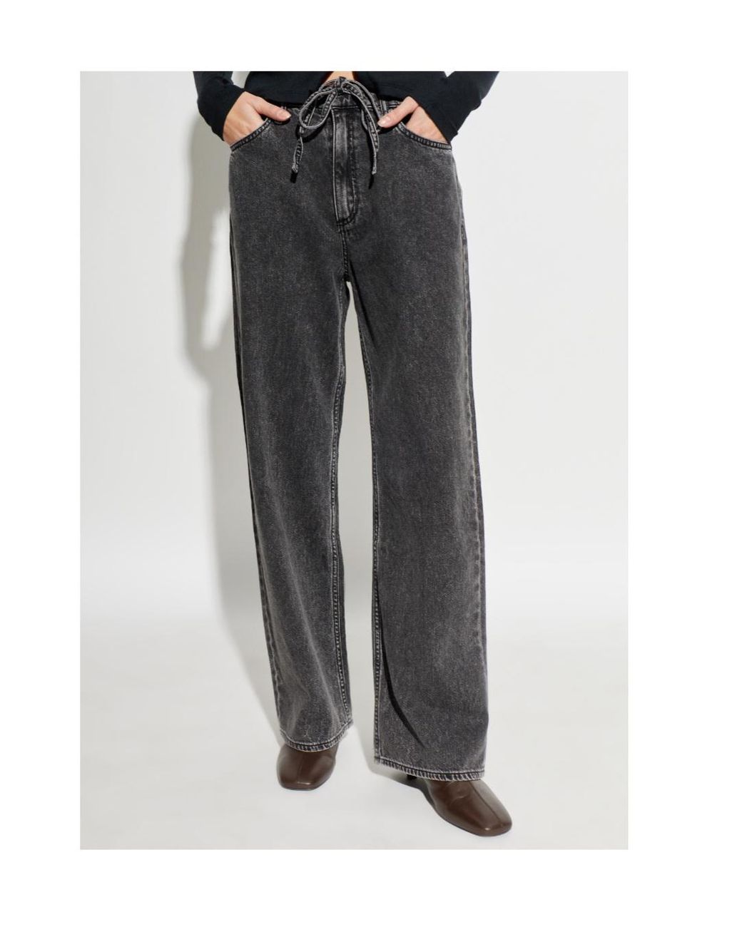 Rag & Bone Gray Phoebe Drawstring-Detail Trousers