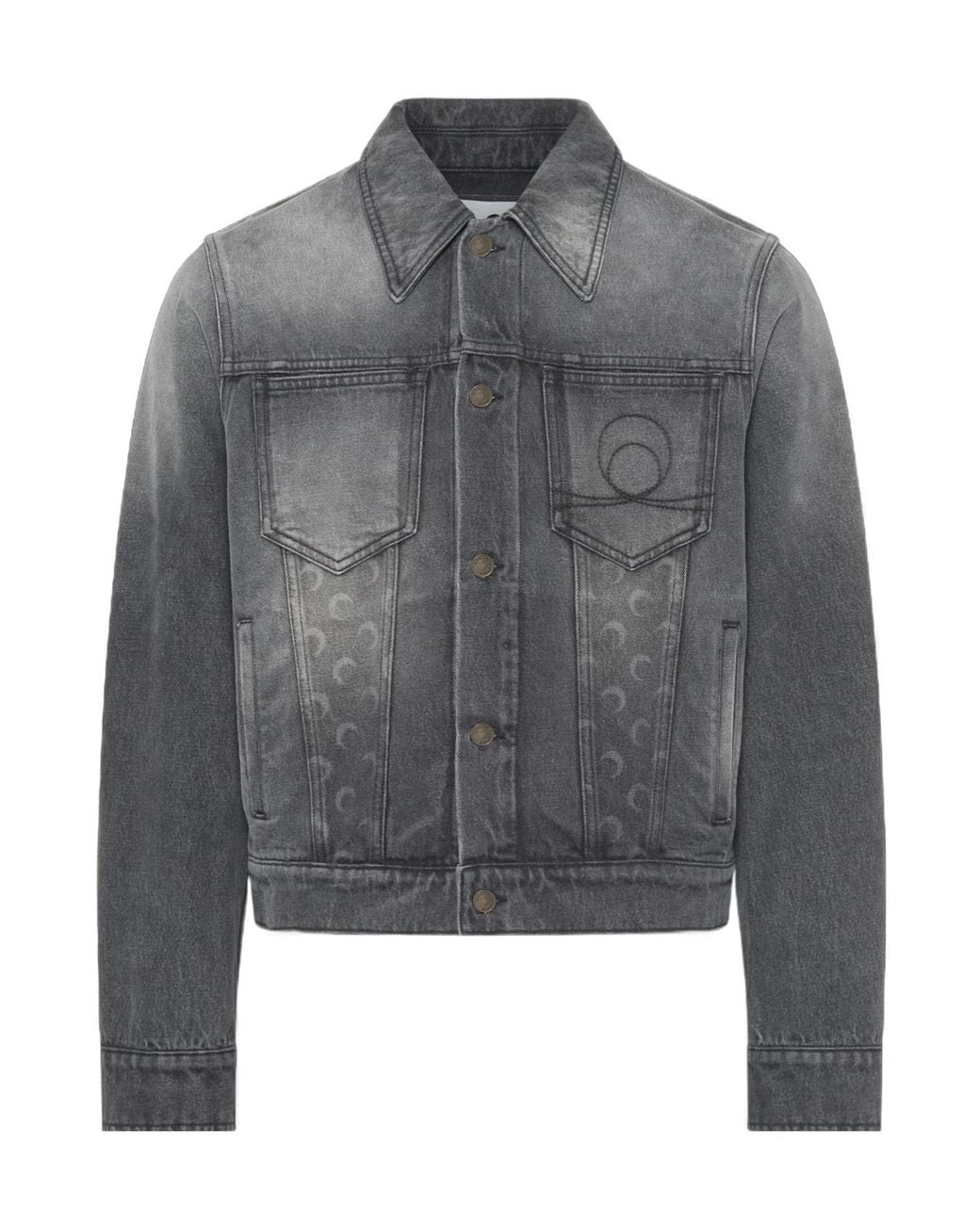 MARINE SERRE Gray Moon Laser Wash Denim Jacket for men