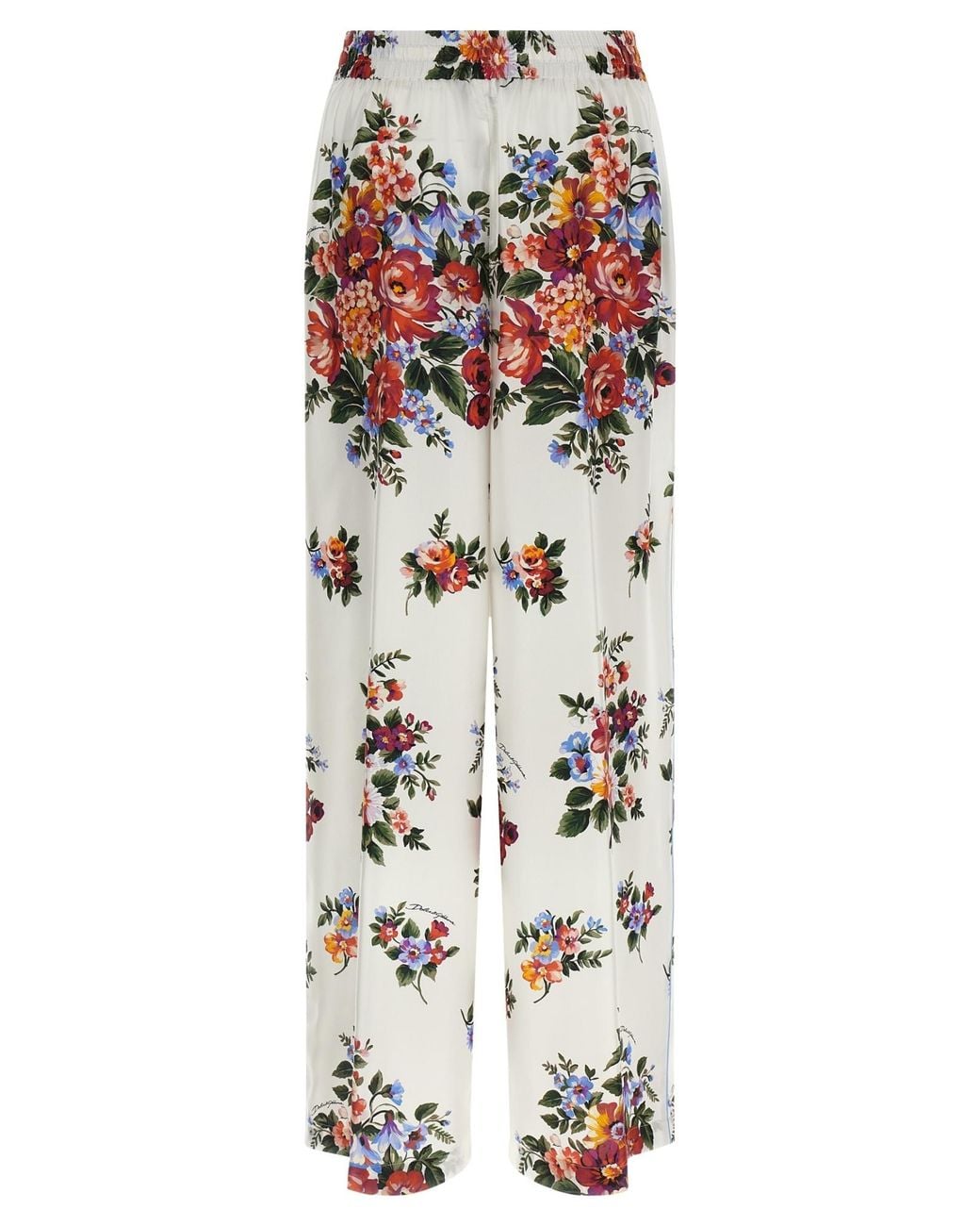 Dolce & Gabbana White Vanity Floral Wide-Leg Pants