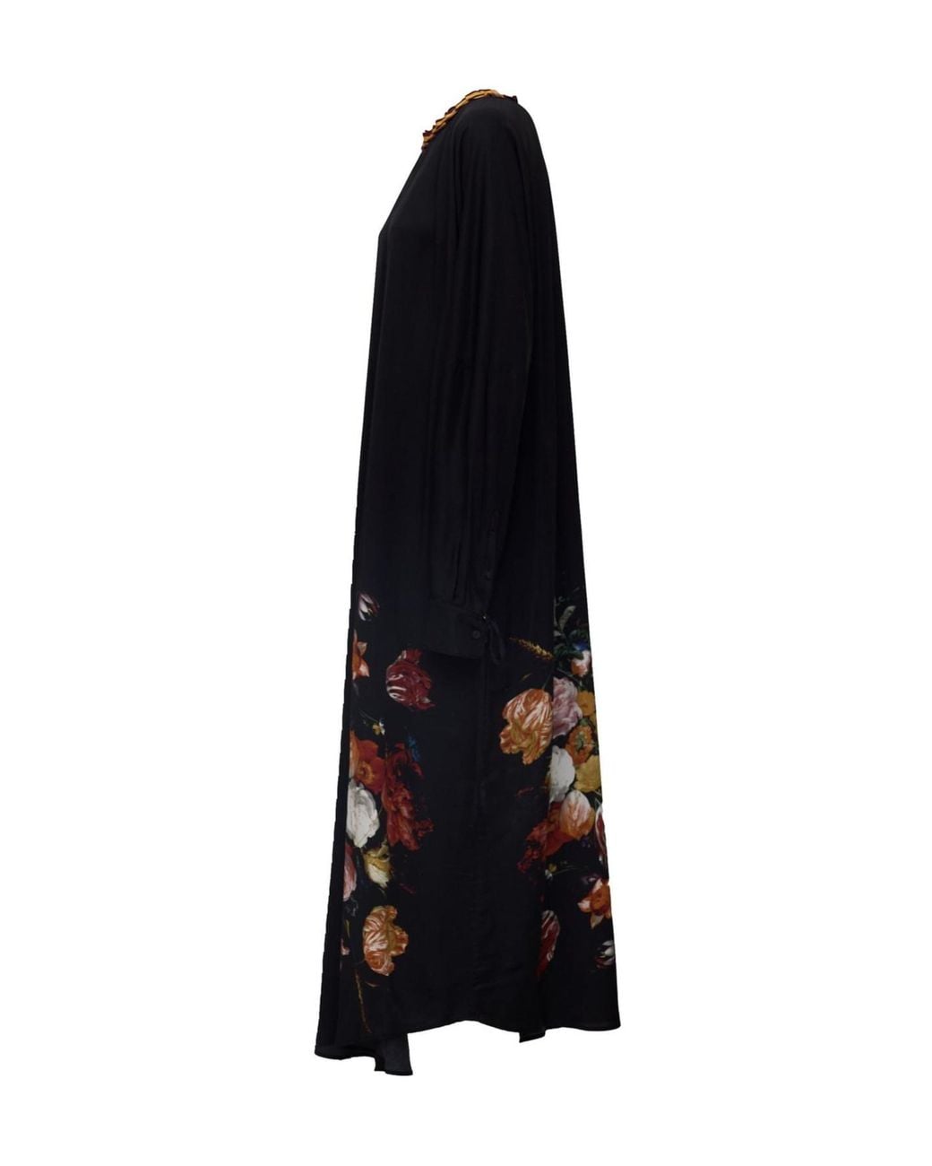 Dries Van Noten Black Daftan Floral Maxi Dress