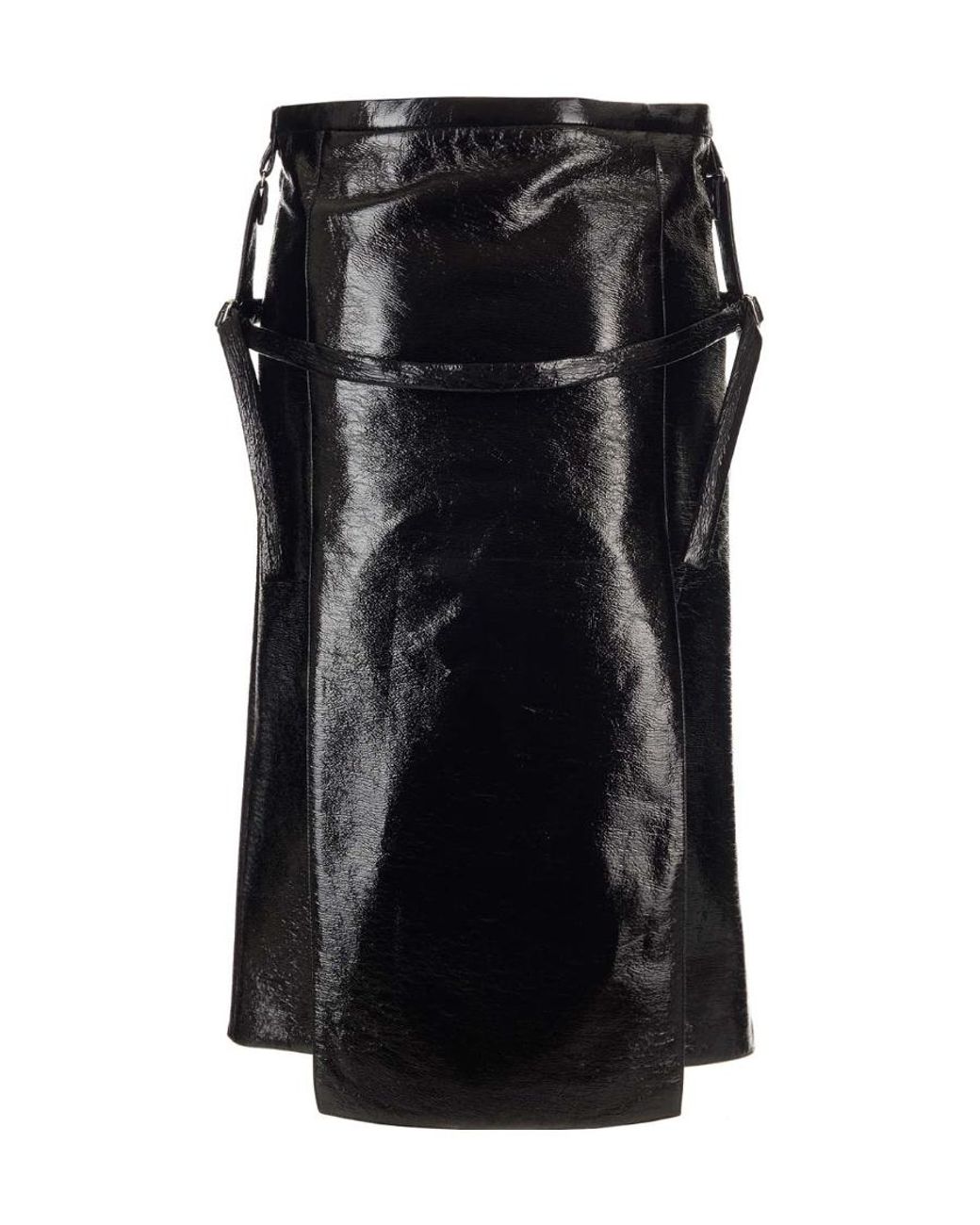 Courreges Black Courrèges Midi Leather Skirt