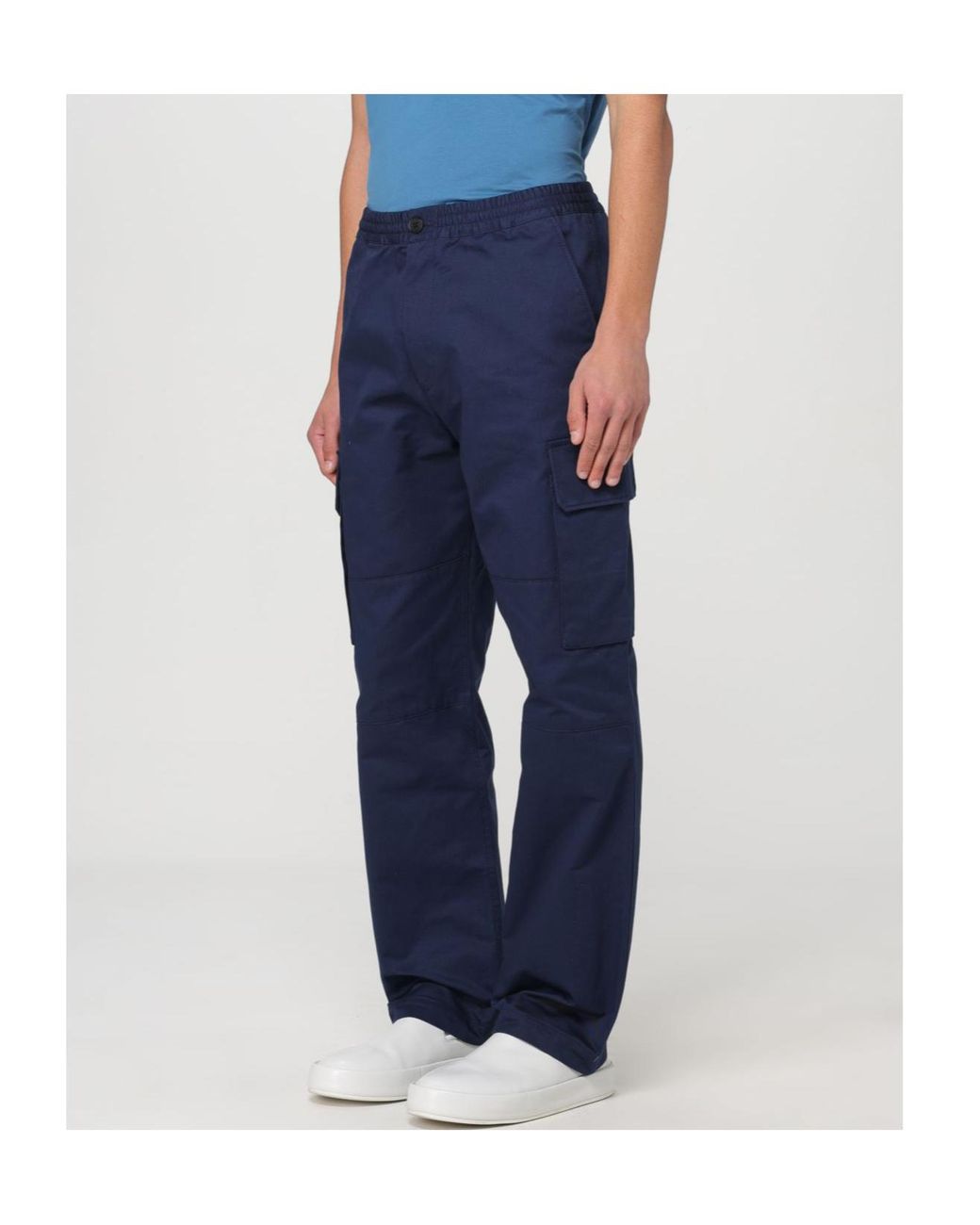 Marni Blue Straight-Leg Cotton Cargo Trousers for men
