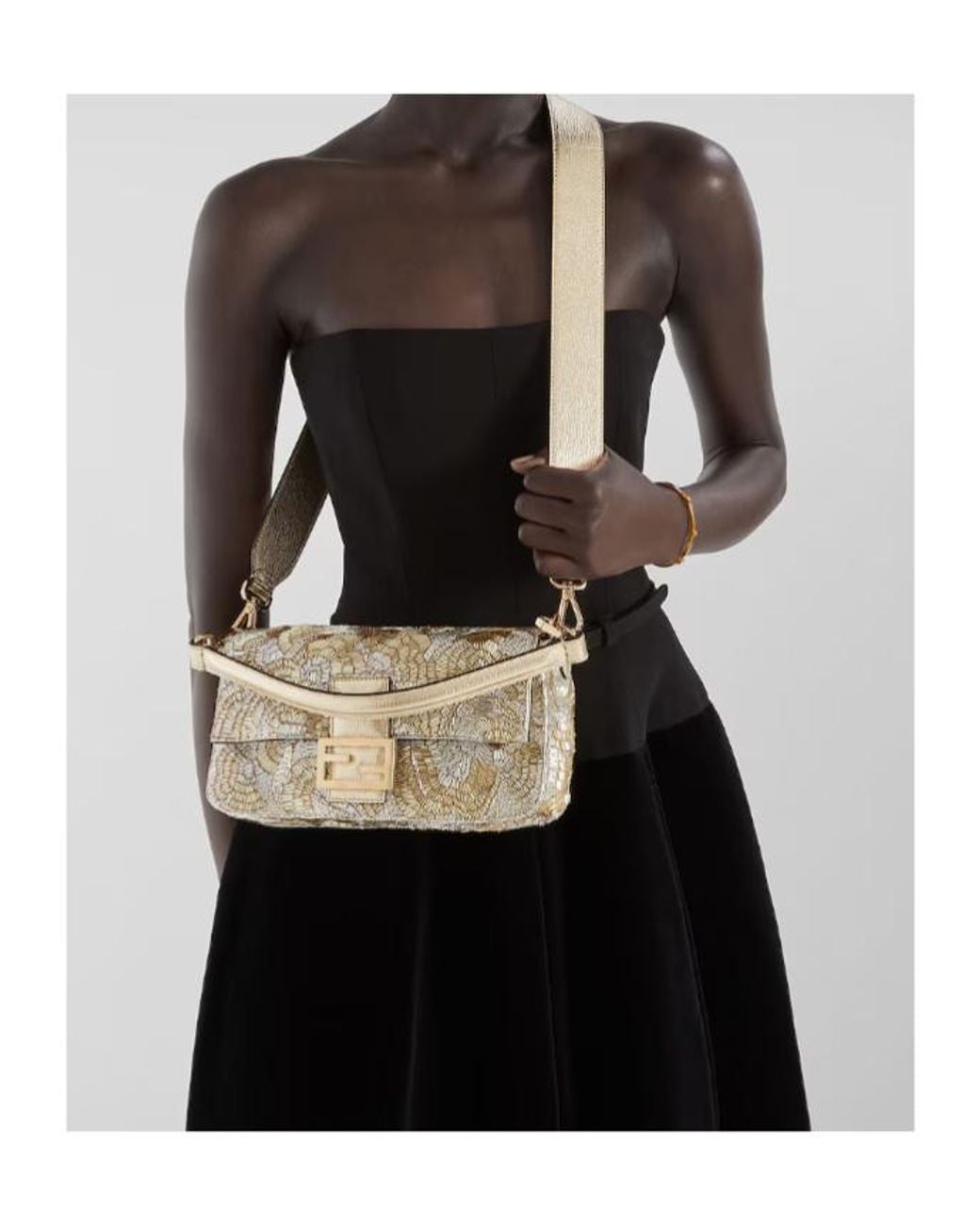 Fendi White Baguette And Embroidered Bag
