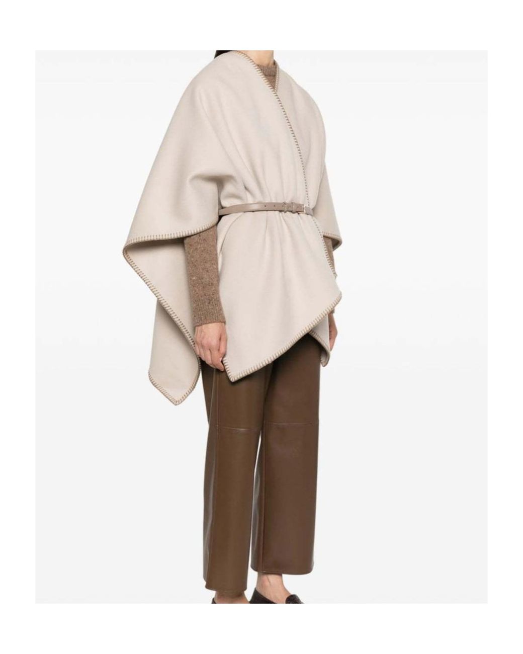 Max Mara Natural Colomba Logo Emrboidered Cape