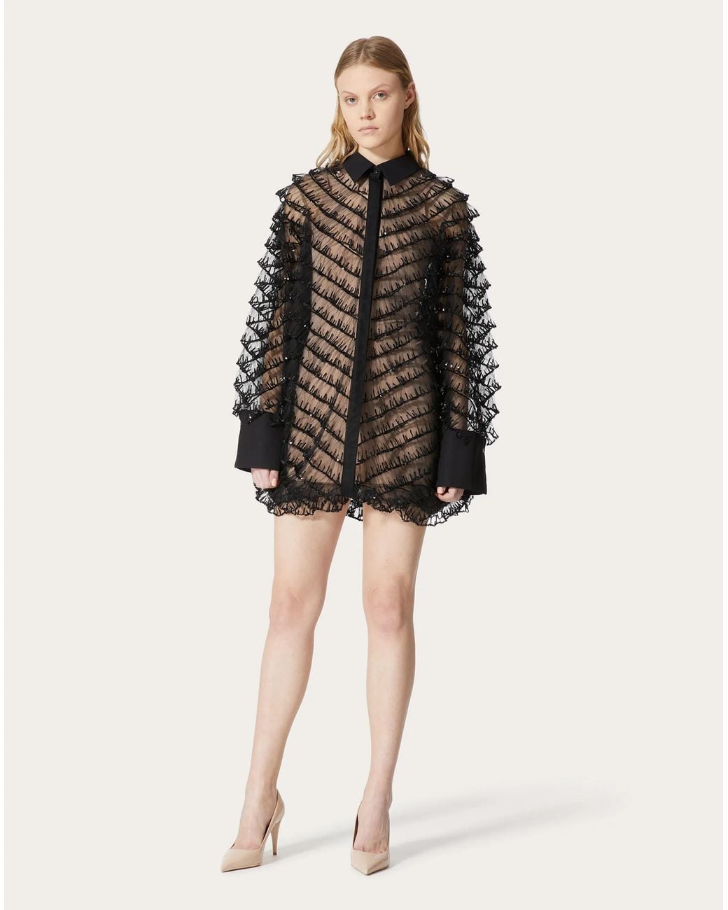 Valentino Gray Short Tulle Dress