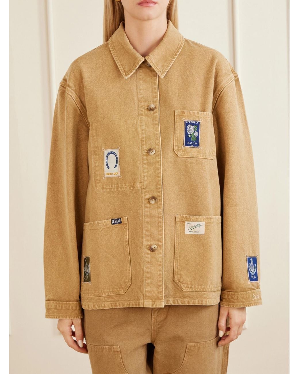 Sea Natural Patch-Detailed Denim Jacket